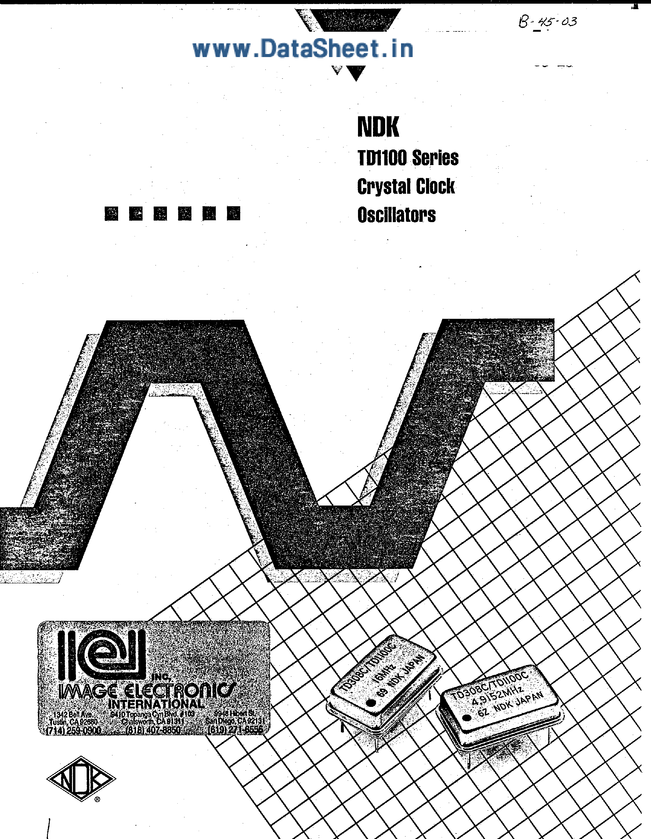 Datasheet TD1100 page 1 Datasheet TD1100 - Crystal Clock Oscillators page 1