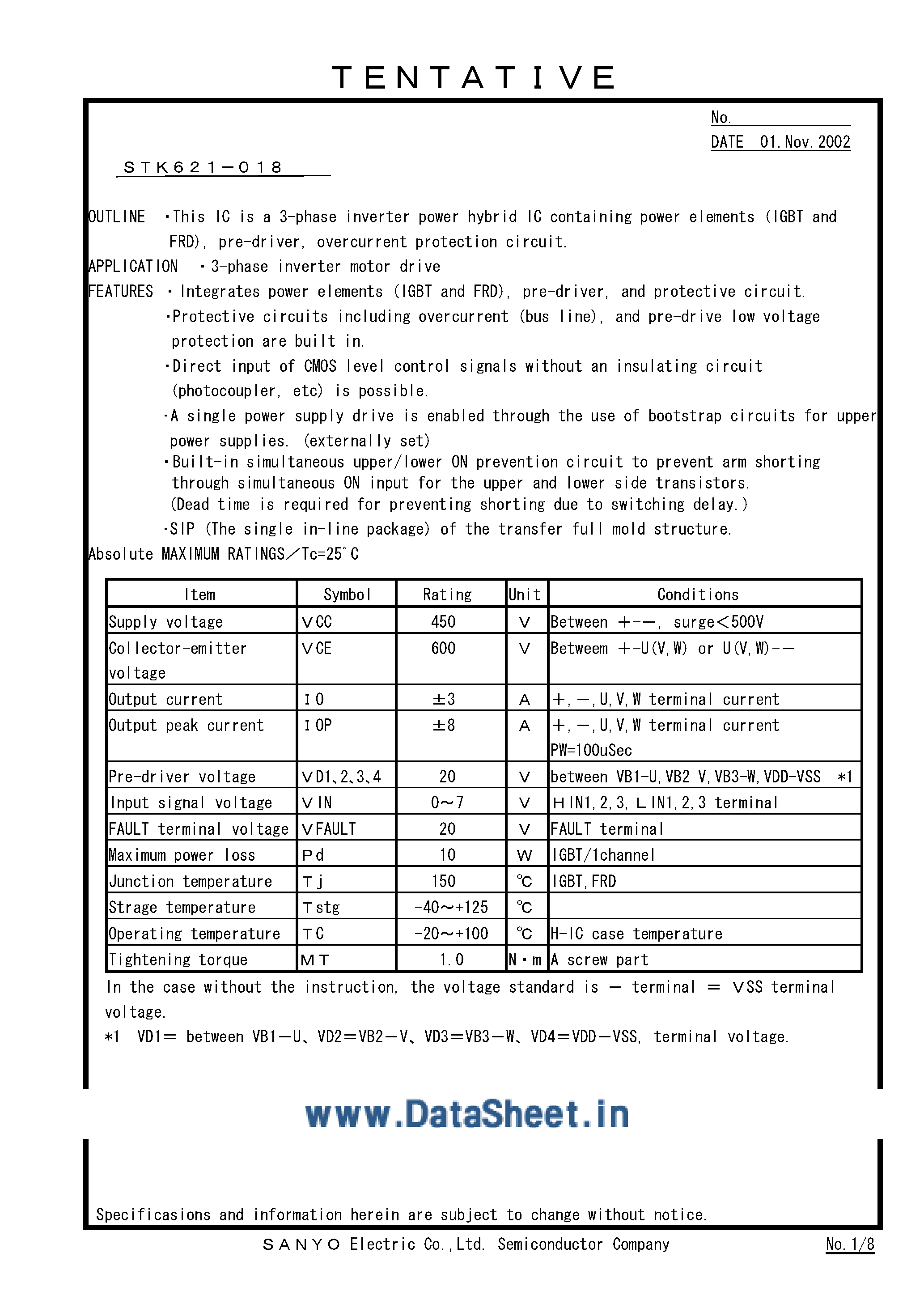 Datasheet STK621-018 - STK621-018 page 1