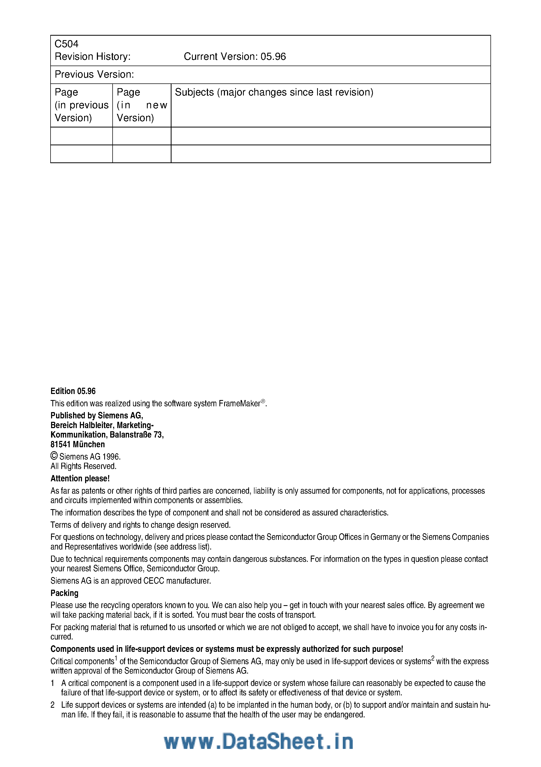Даташит SAF-C504 - 8-Bit MICROCONTROLLER страница 2