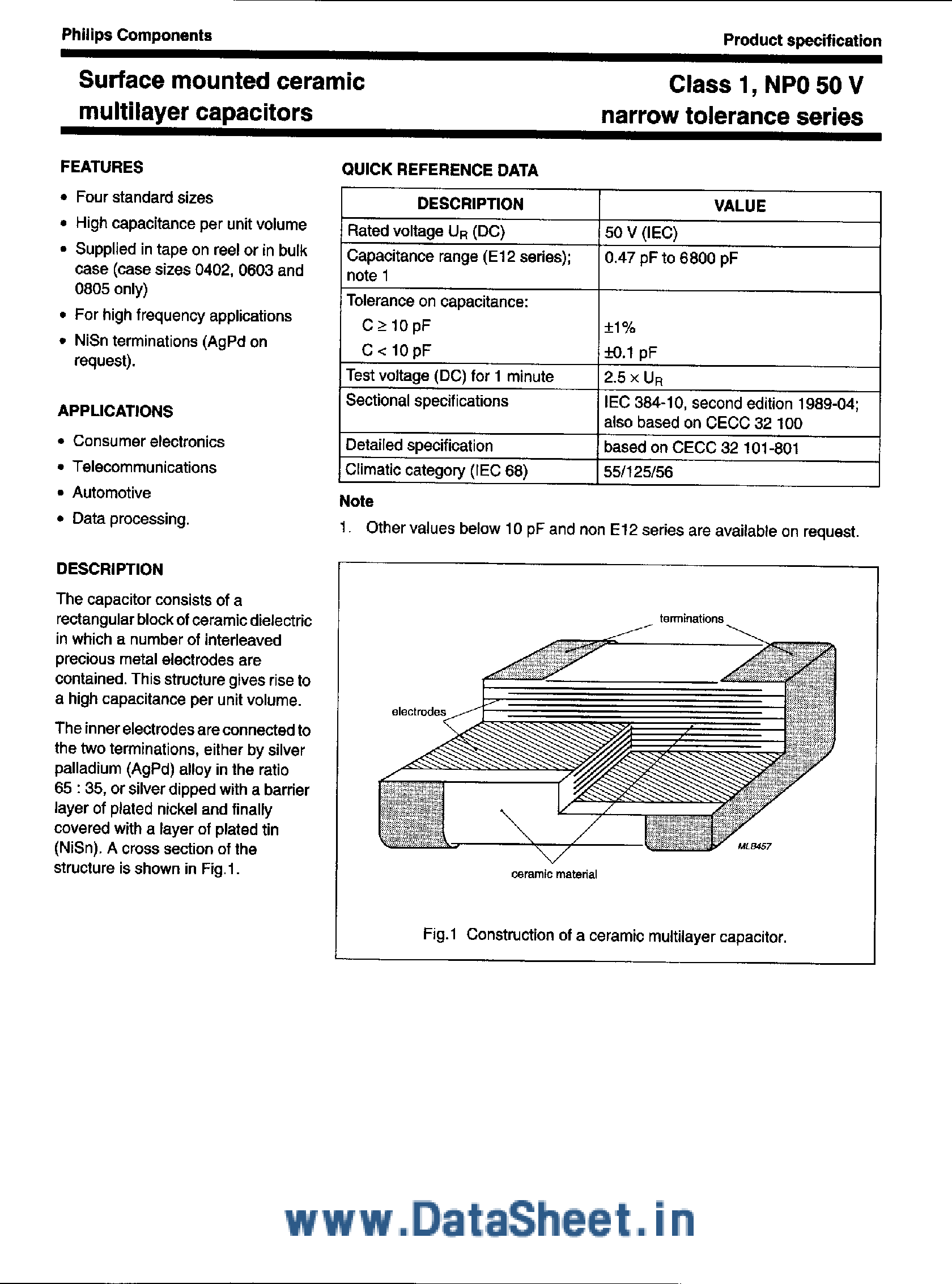 Даташит 223886118xxx - Surface Mounted Ceramic Multilayer Capacitors страница 1