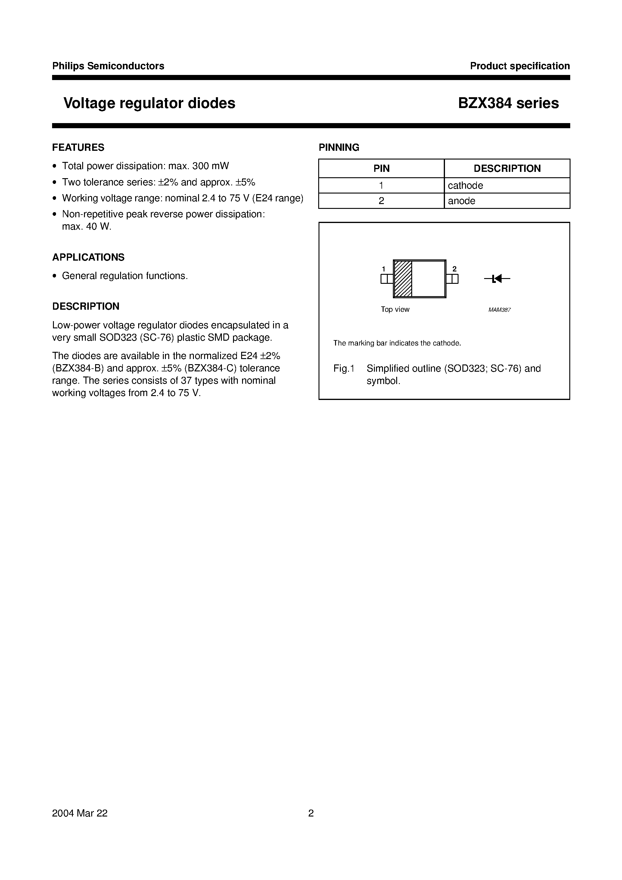 Datasheet BZX384 - Voltage regulator diodes page 2