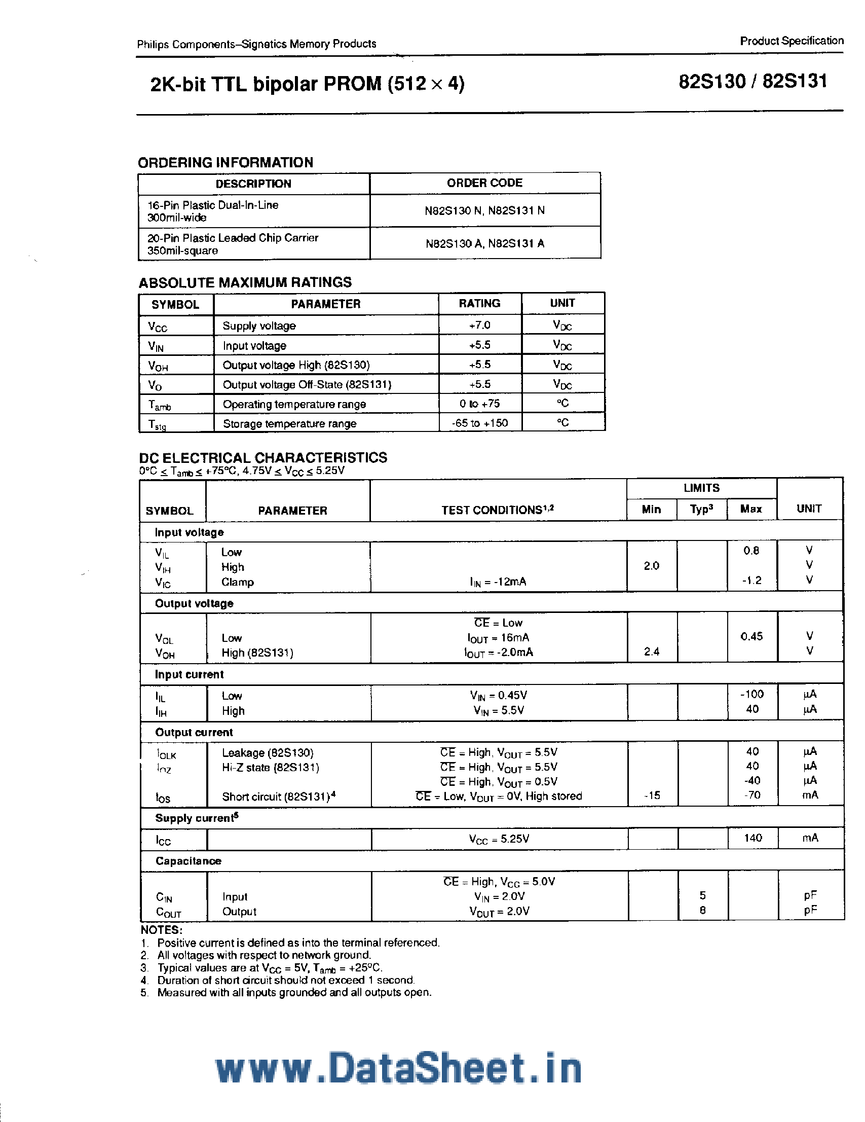 Datasheet 82S130 - (82S130 / 82S131) 2K-bit TTL Bipolar PROM page 2