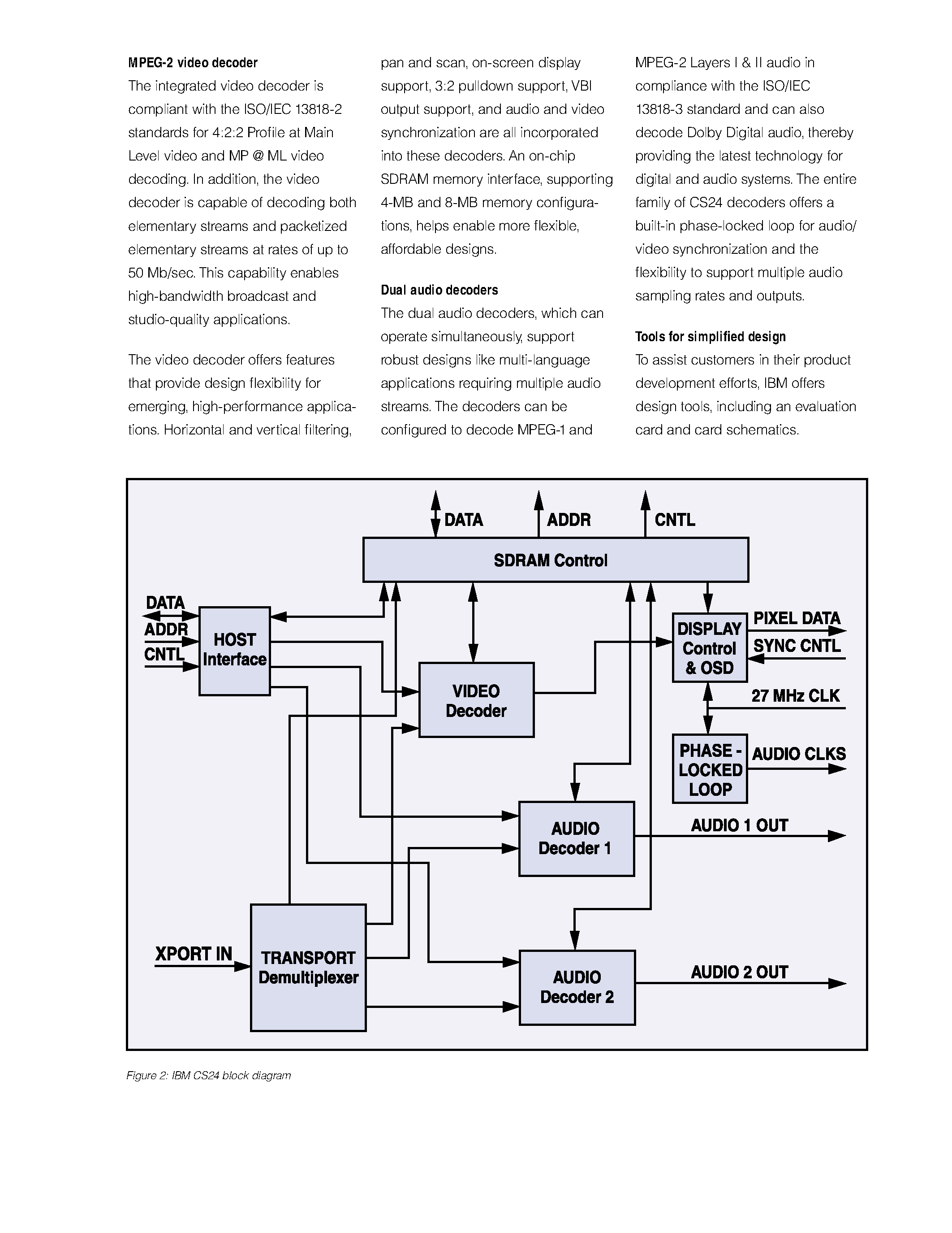 Datasheet IBM39MPEGCS24 page 2 Datasheet IBM39MPEGCS24 - CS24 Digital Audio/Video Decoders page 2