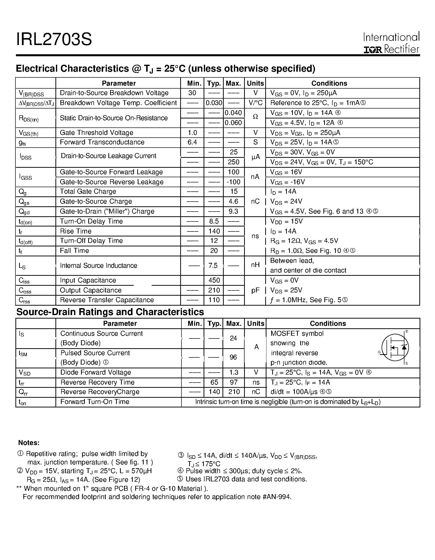 Datasheet IRL2703S page 2 Datasheet IRL2703S - HEXFET Power MOSFET page 2