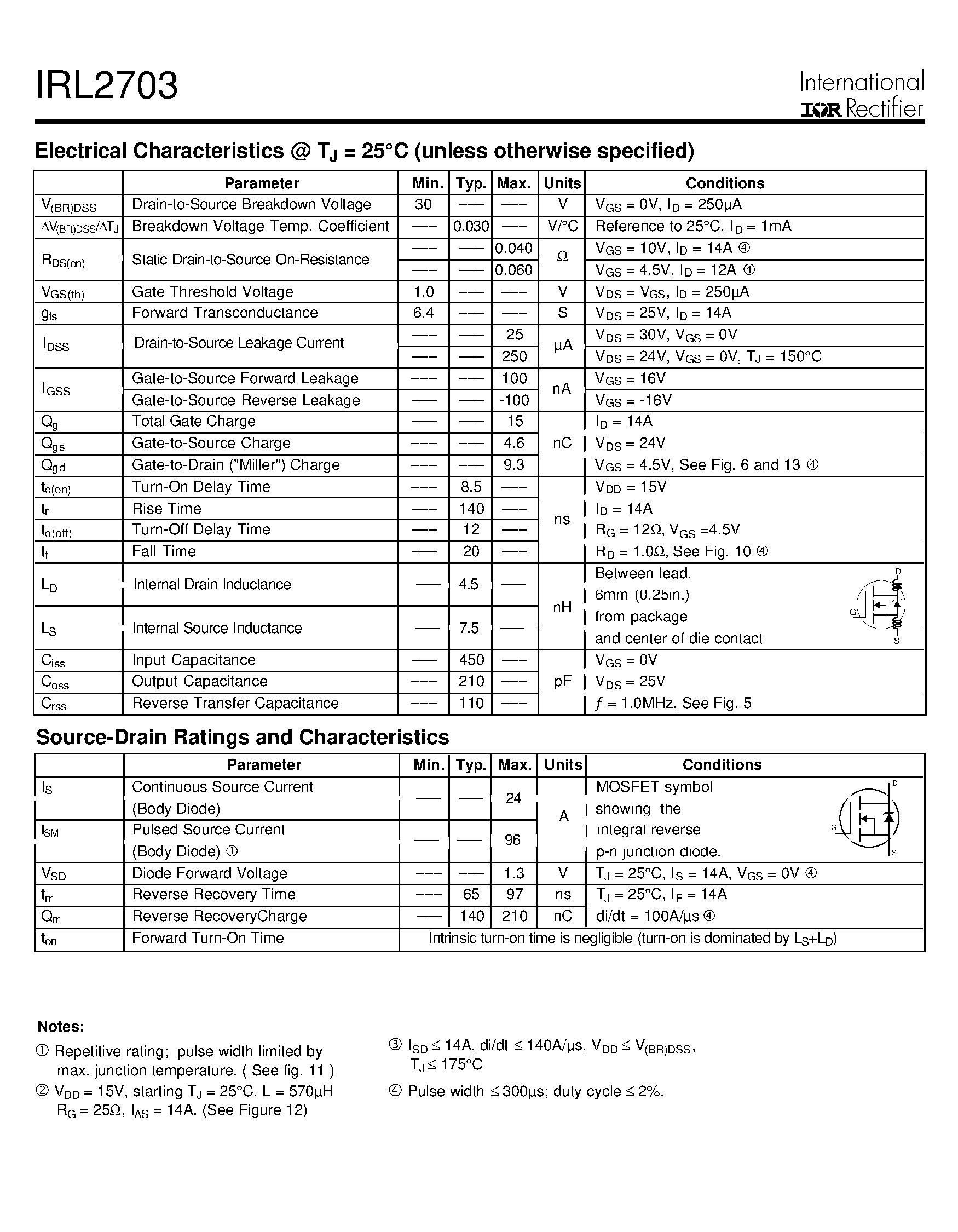 Даташит на микросхему IRL2703 страница 2 Даташит IRL2703 - HEXFET Power MOSFET страница 2