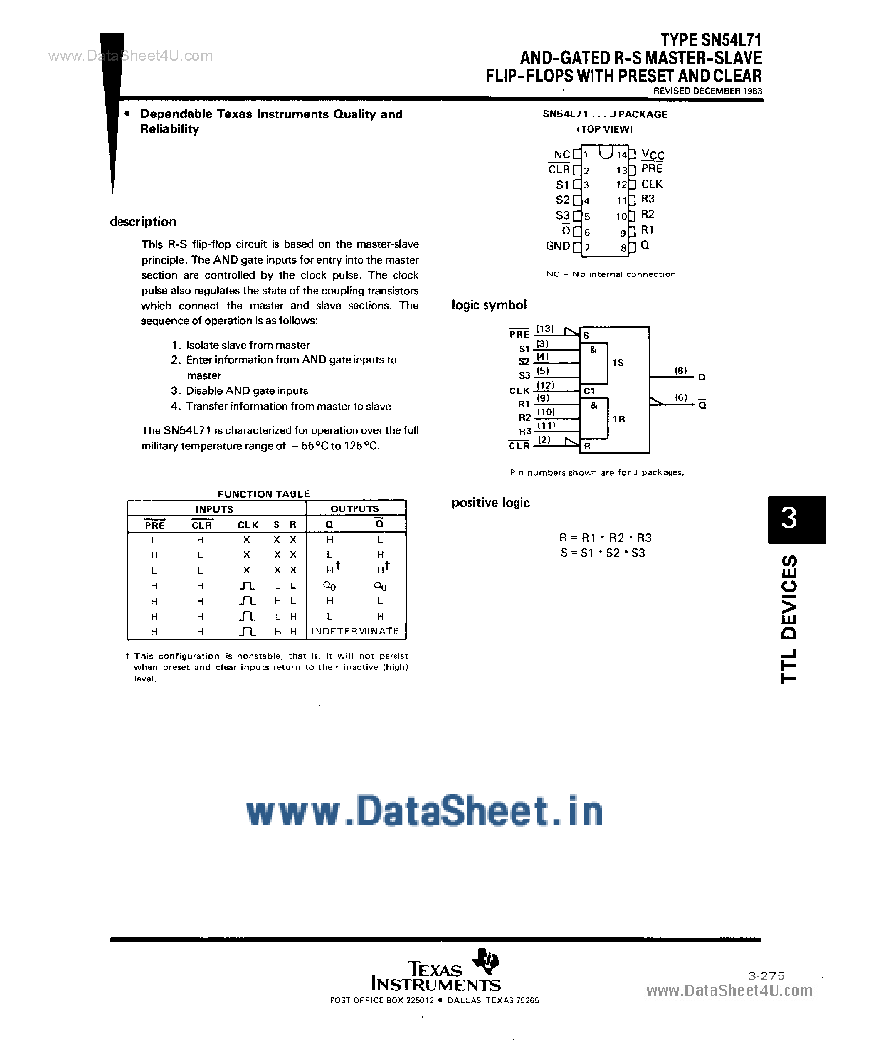 Datasheet 74L71 - Search SN74L71 page 1