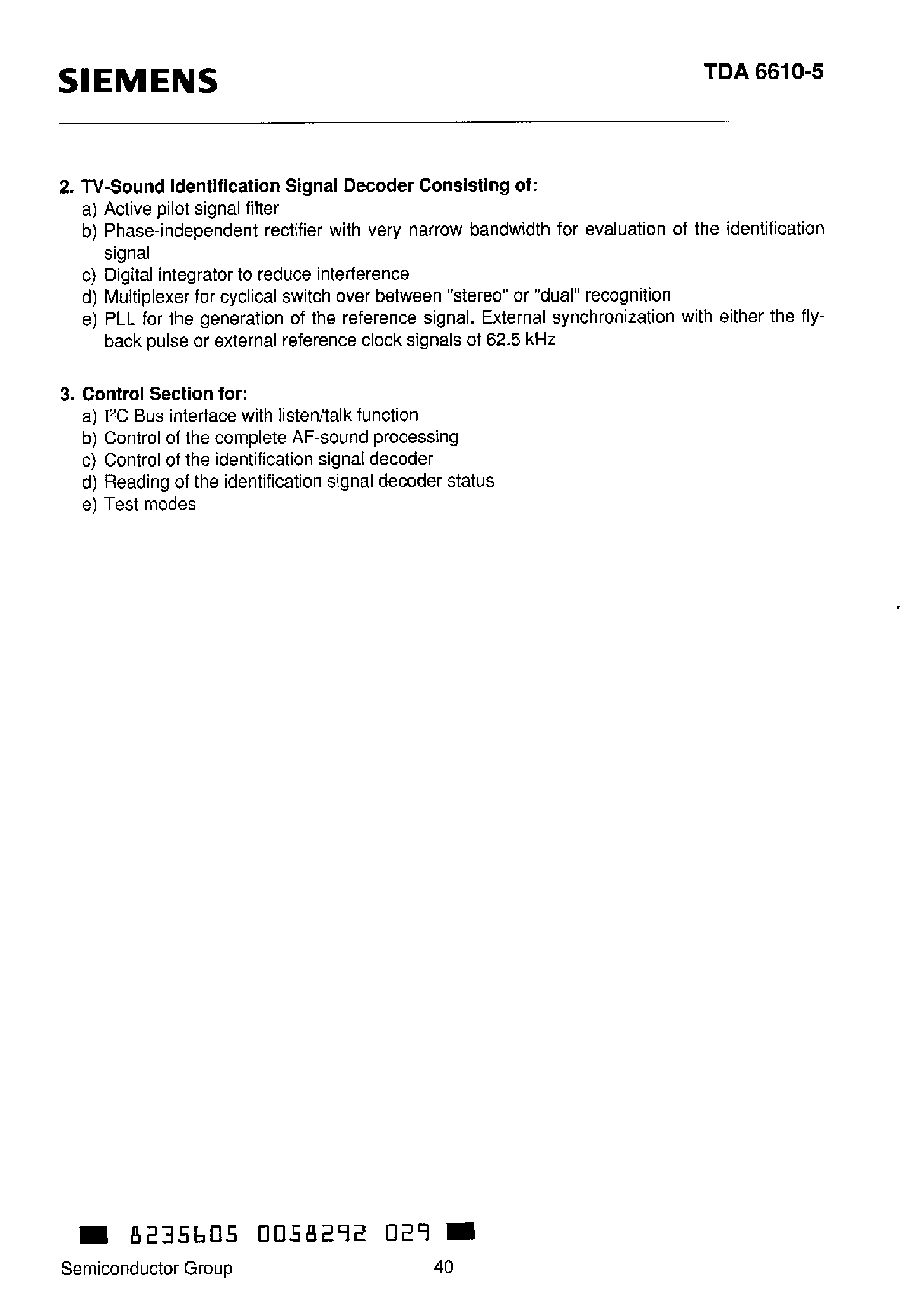 Datasheet TDA6610-5 - TV STEREO PROCESSOR page 2