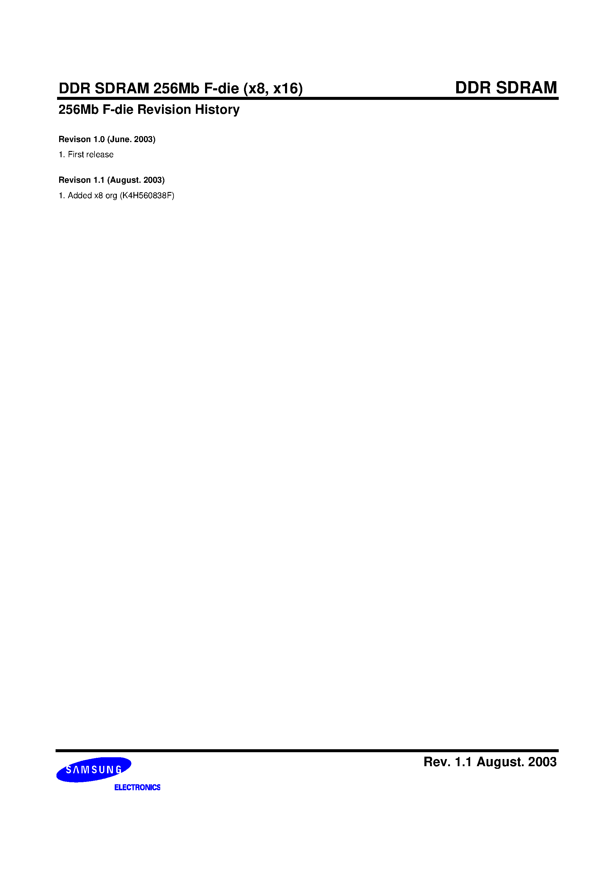 Даташит на микросхему K4H560838F-UCC4 страница 2 Даташит K4H560838F-UCC4 - 256Mb F-die DDR400 SDRAM Specification страница 2