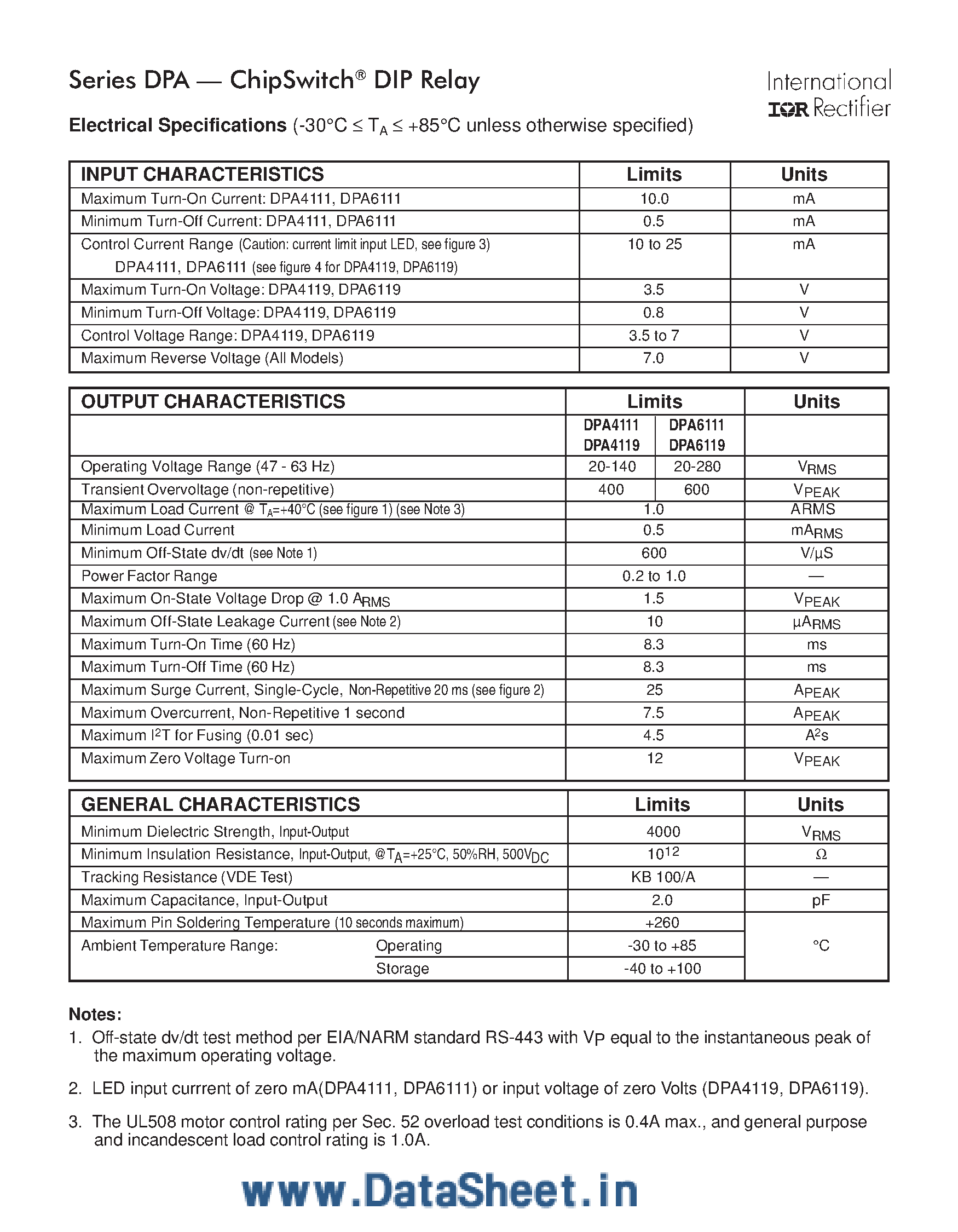 Даташит на микросхему DPA4111 страница 2 Даташит DPA4111 - Power IC Relay страница 2