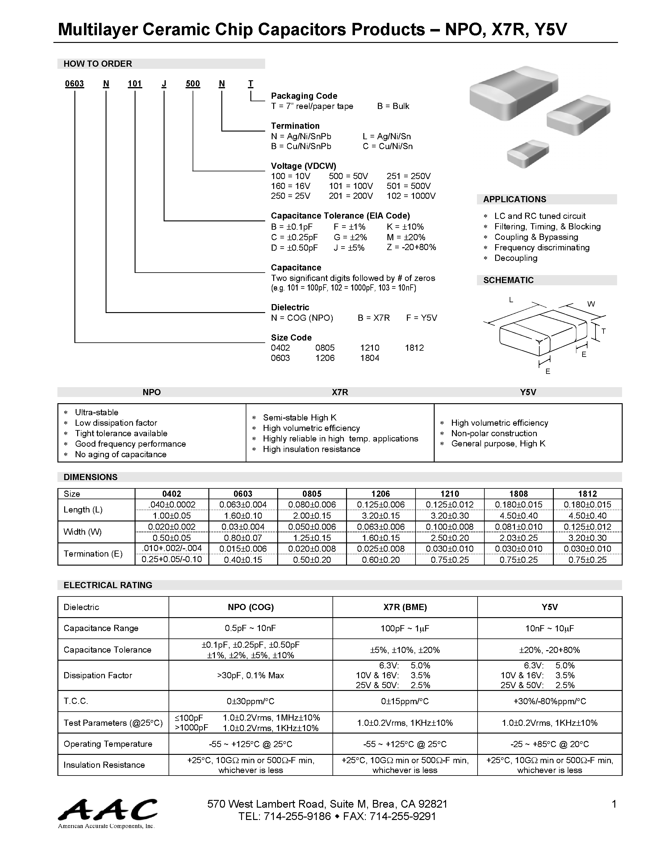 Datasheet 1206B104xxx - Multilayer Ceramic Chip Capacitors page 1