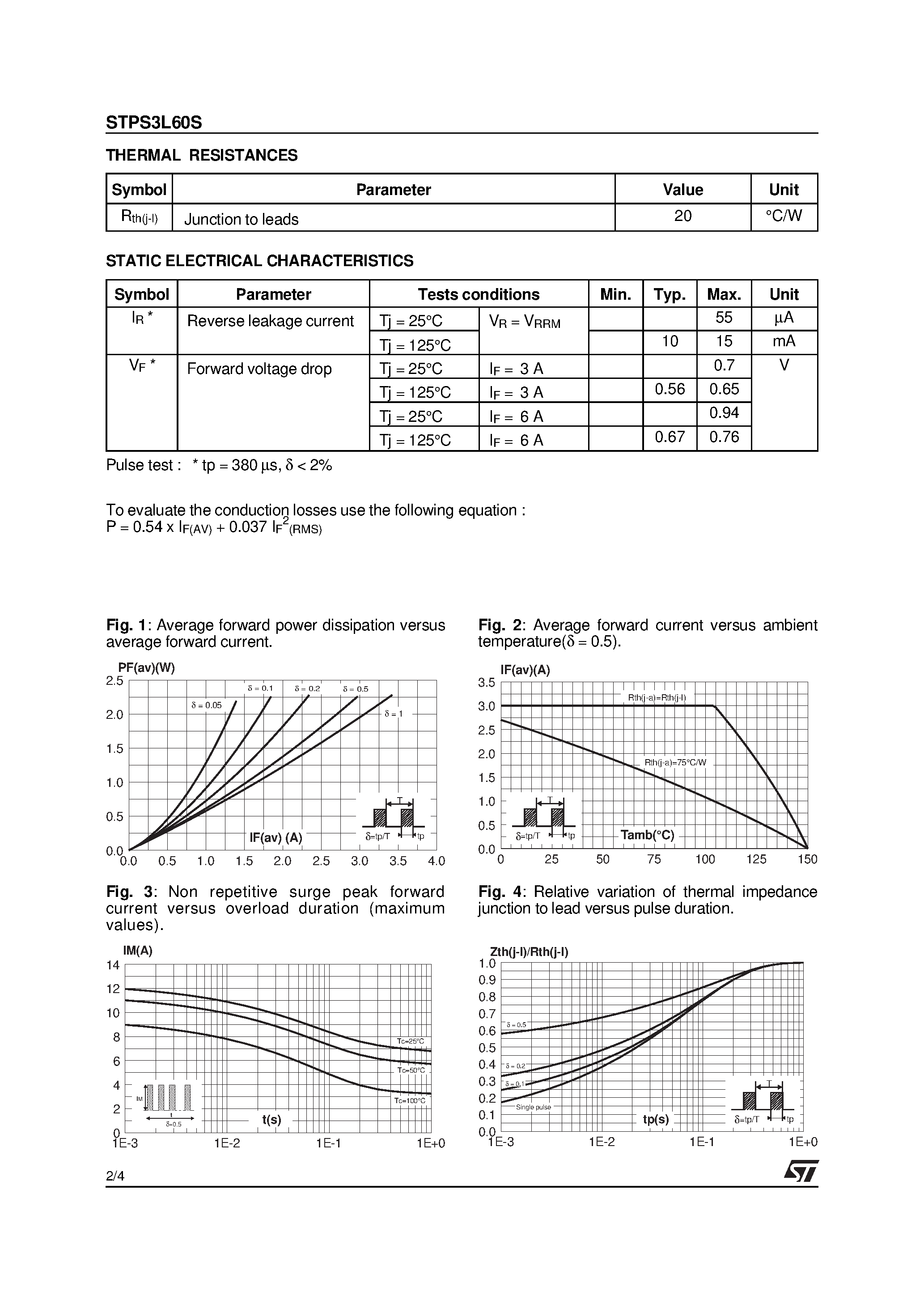 Datasheet STPS3L60S - POWER SCHOTTKY RECTIFIER page 2