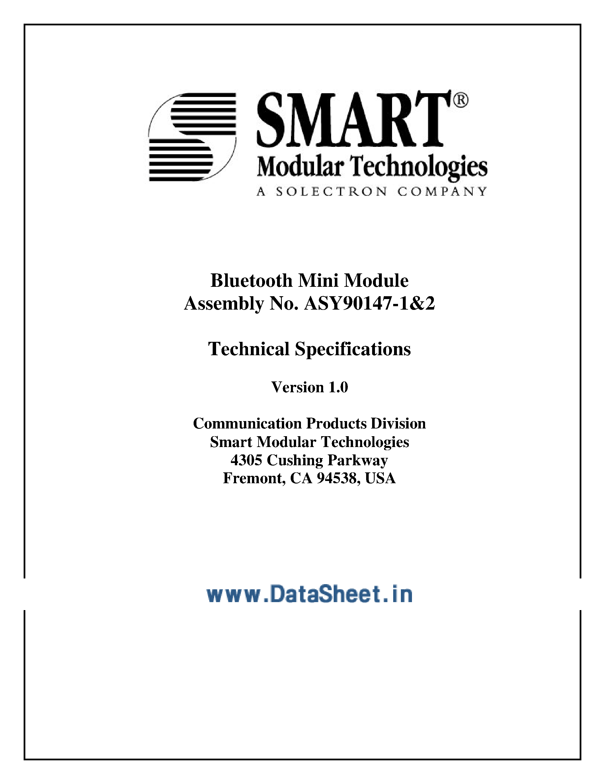 Datasheet ASY90147-x - Bluetooth Mini Module page 1