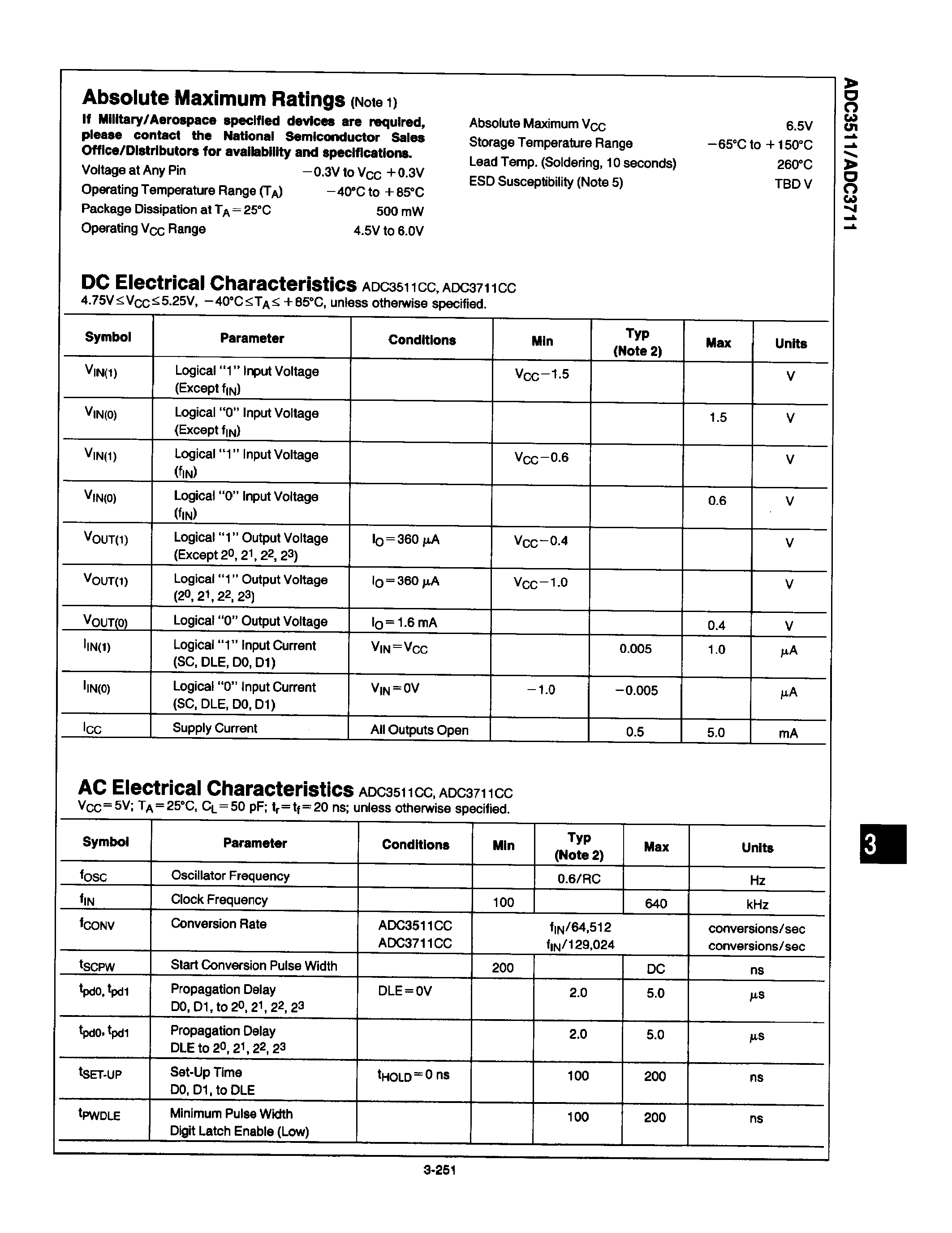 Даташит на микросхему ADC3511 страница 2 Даташит ADC3511 - (ADC3511 / ADC3511) 3 1/2 DIGIT MICROPROCESSOR COMPATIBLE A/D страница 2