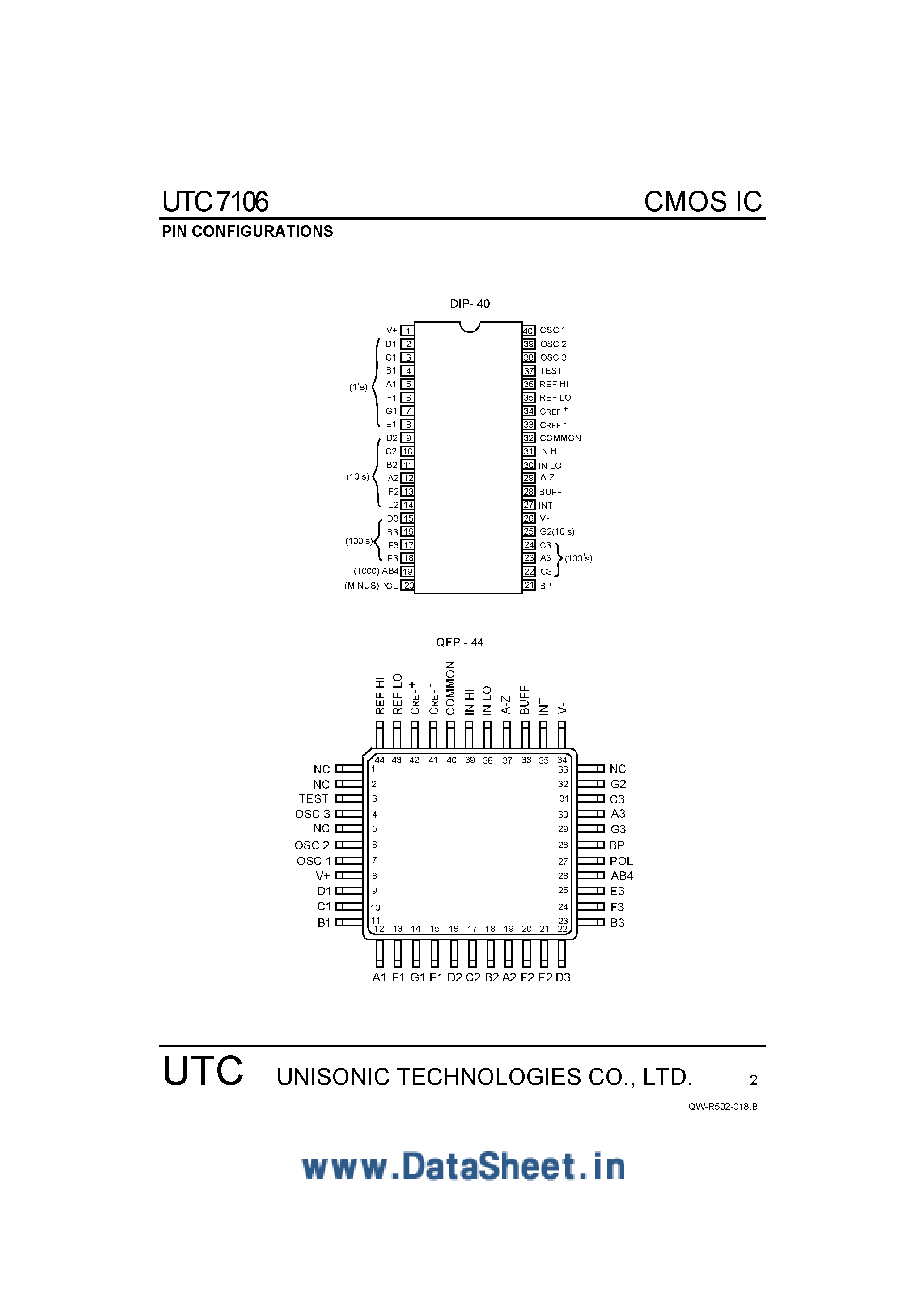 Datasheet 7106 - 3 1/2 Digital / LCD Display / A/D Converters page 2