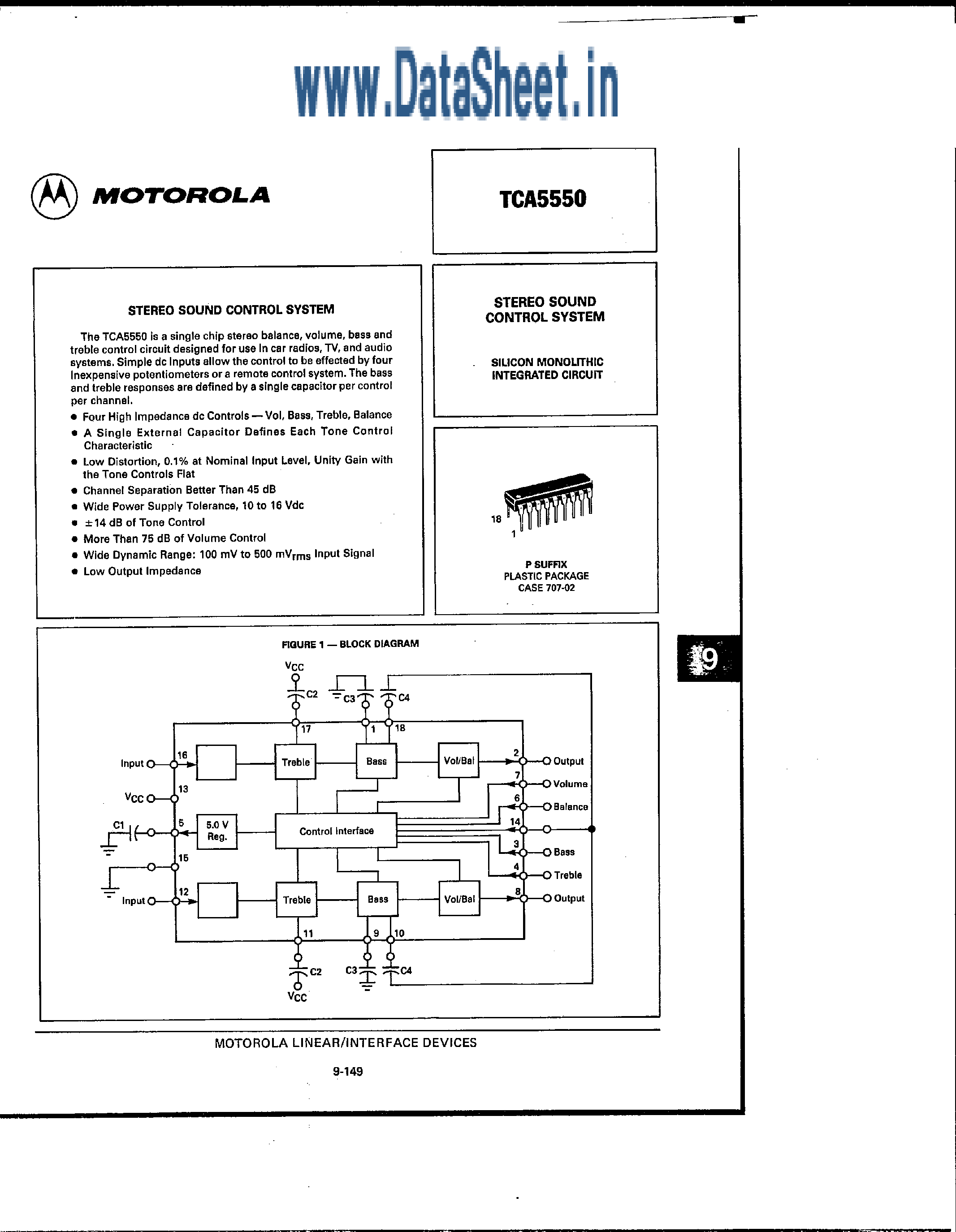 Даташит TCA5550 - Stereo Sound Control System страница 1