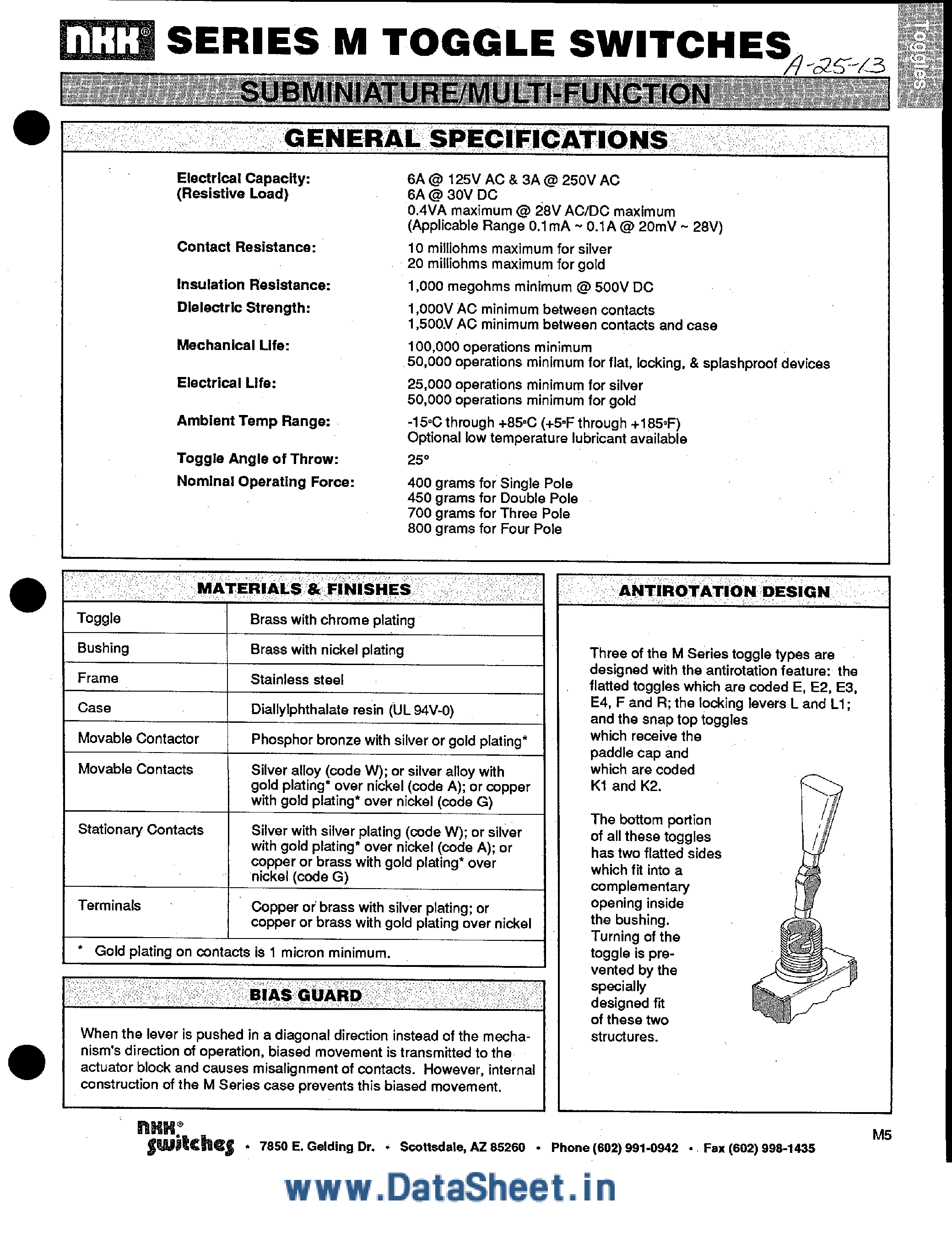 Datasheet M-2012L - Subminiature / Multi-Function page 2