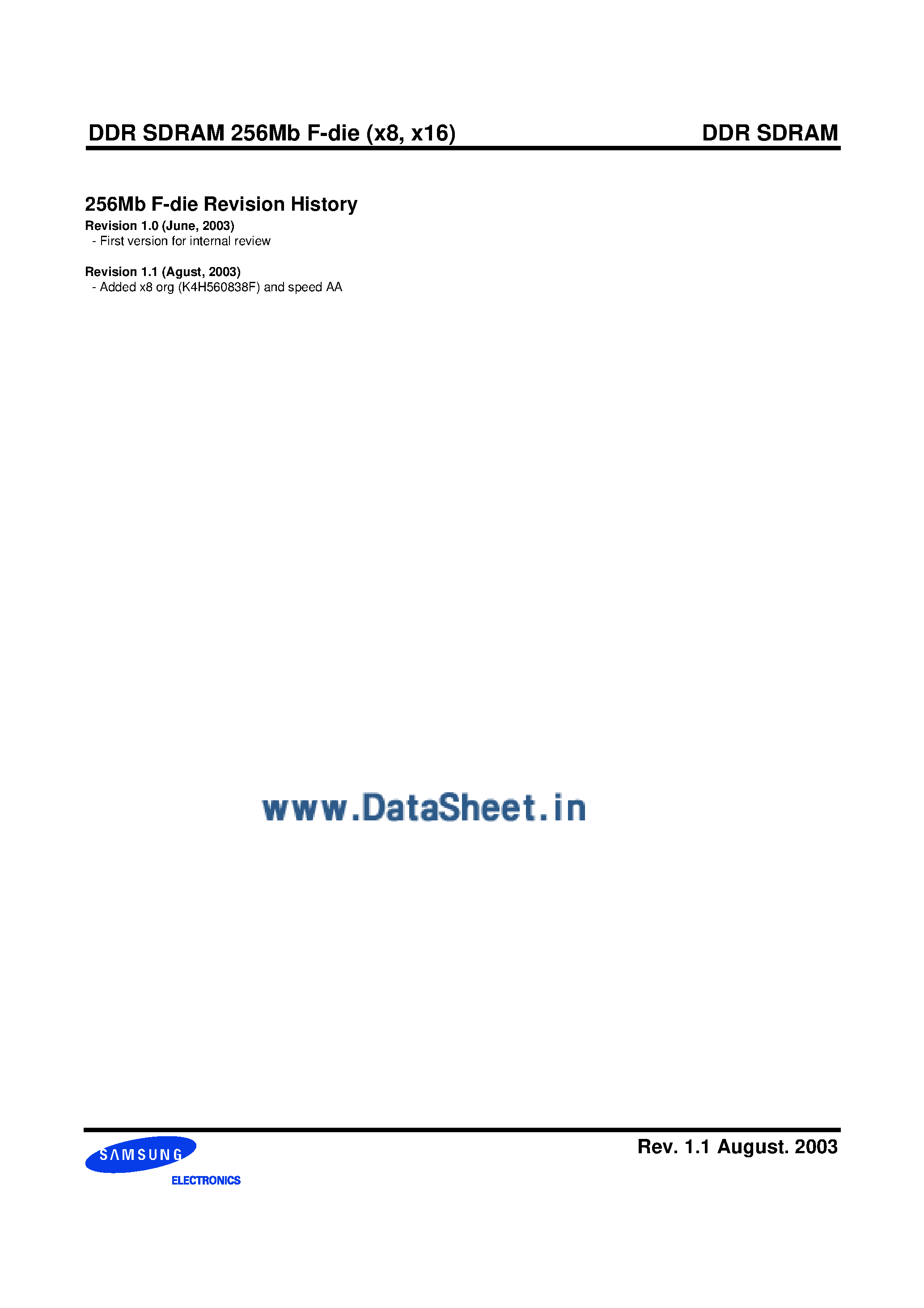 Даташит K4H560838F-TC - DDR SDRAM 256Mb F-die страница 2