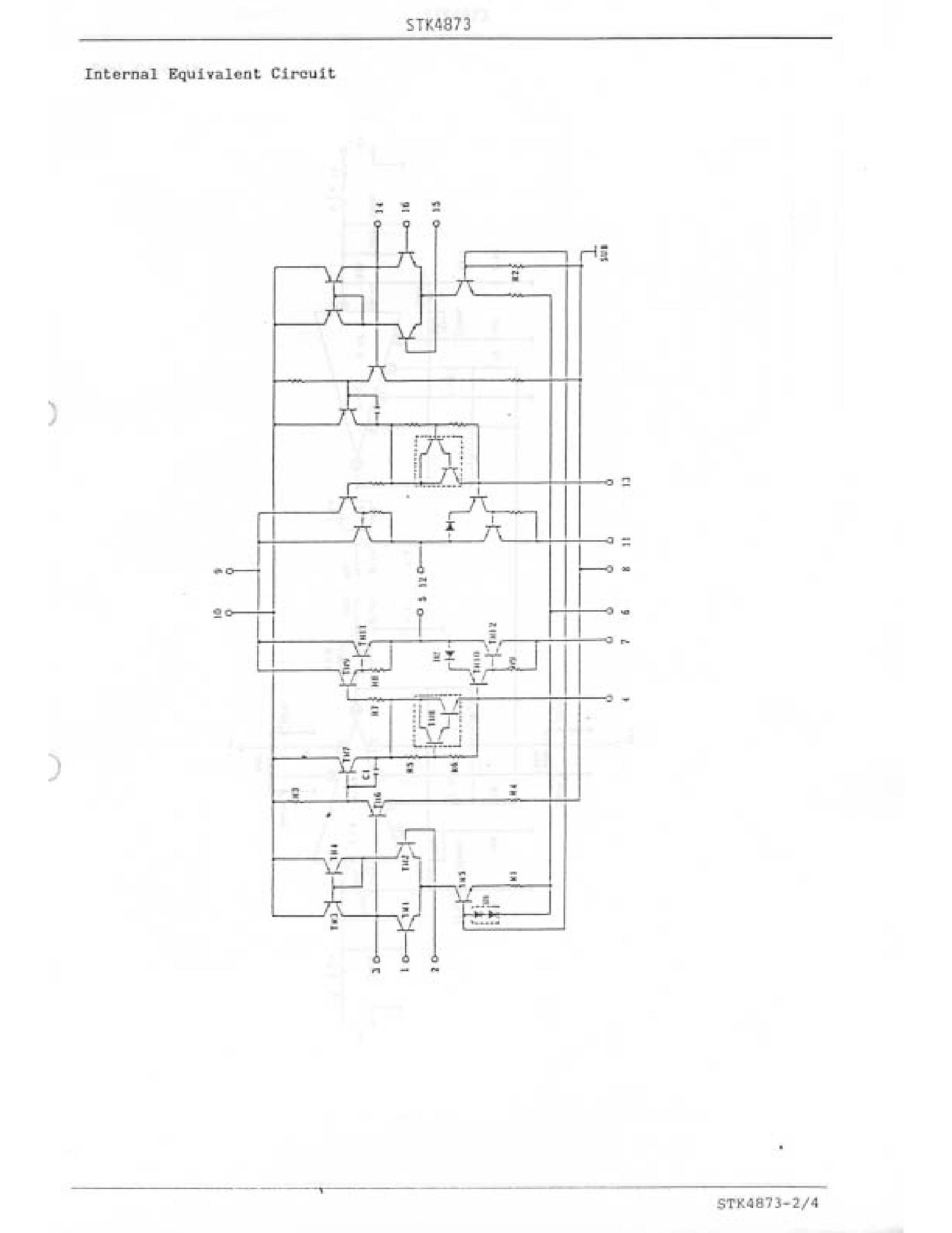 Datasheet STK4873 page 2 Datasheet STK4873 - THICK FILM HYBRID INTEQRATED CIRCUIT 35W MIN 2-CHANNEL AF POWER AMP(DUAL SUPPLY) page 2