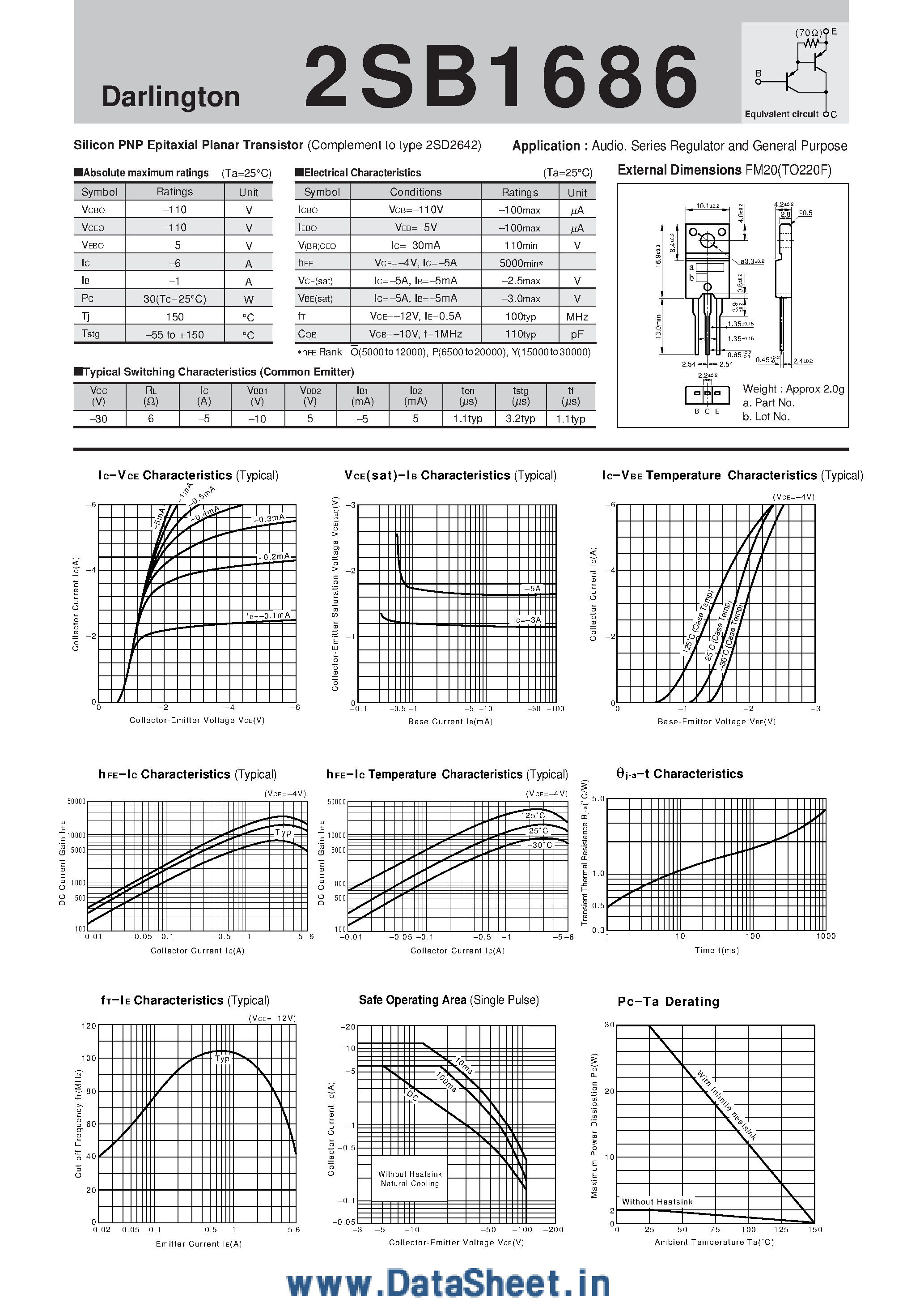 Datasheet 2SB1686 page 1 Datasheet 2SB1686 - Silicon NPN Triple Diffused Planar Transistor page 1