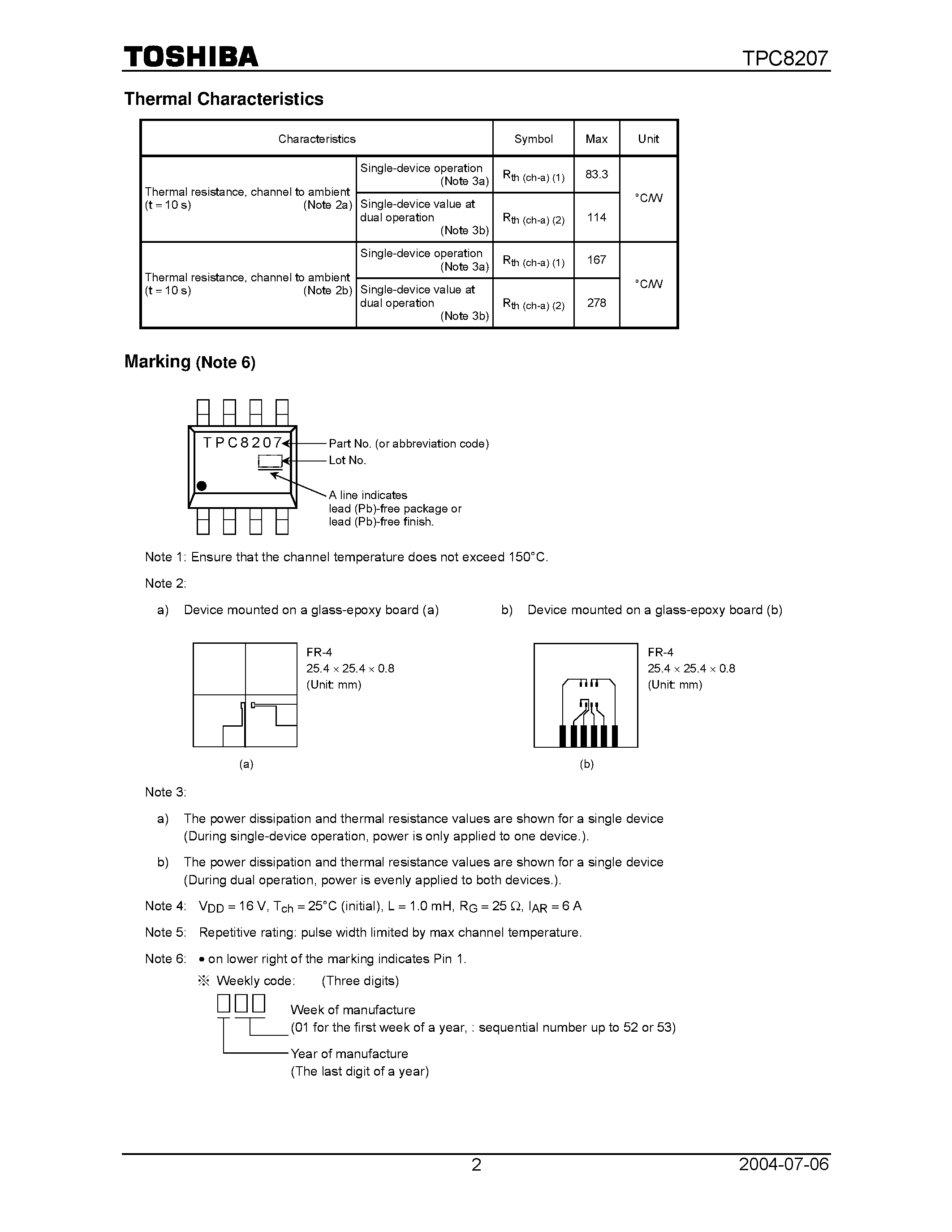 Даташит на микросхему TPC8207 страница 2 Даташит TPC8207 - TOSHIBA Field Effect Transistor Silicon N Channel MOS Type (U-MOSIII) страница 2