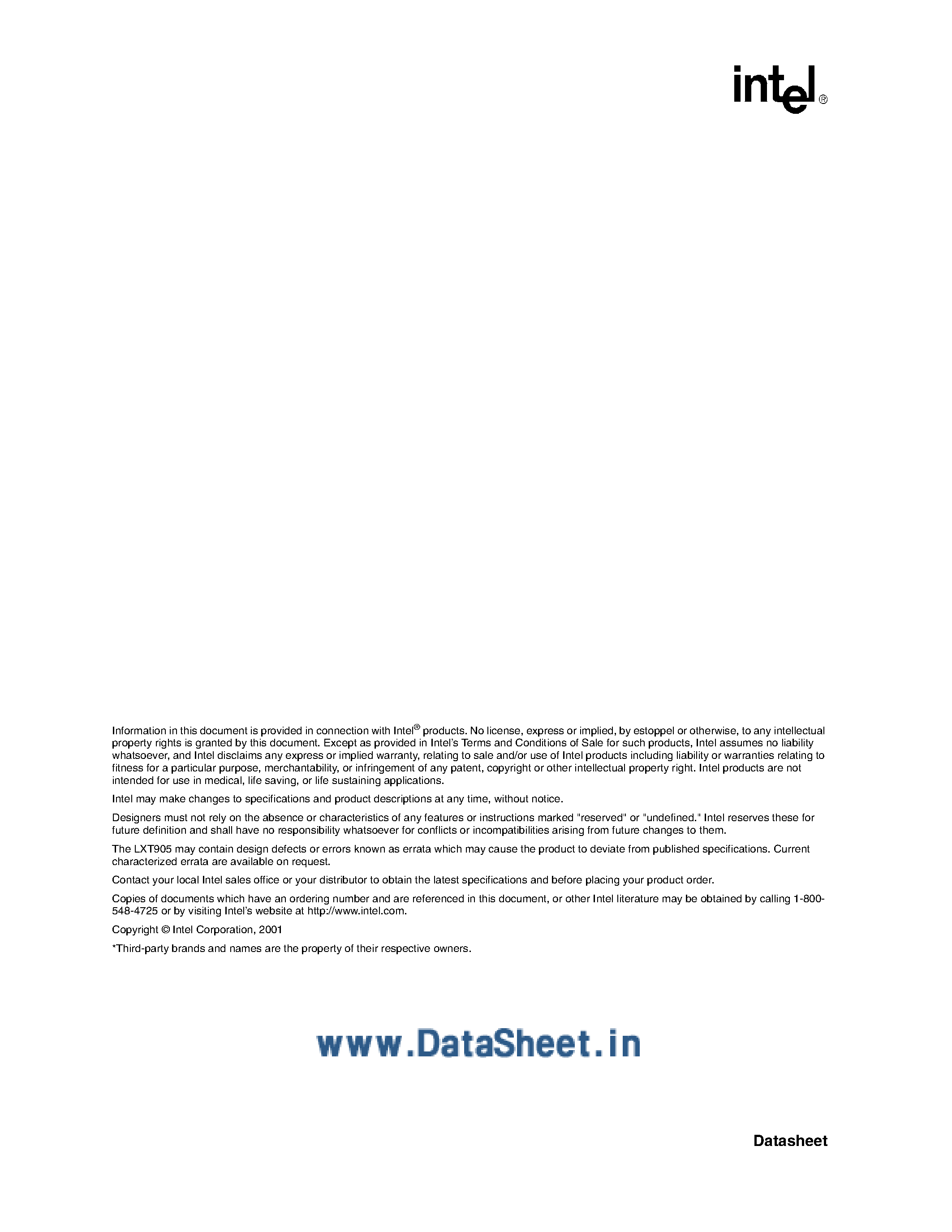 Даташит на микросхему LXT905 страница 2 Даташит LXT905 - Universal 10Base-T Transceiver with 3.3V Support страница 2