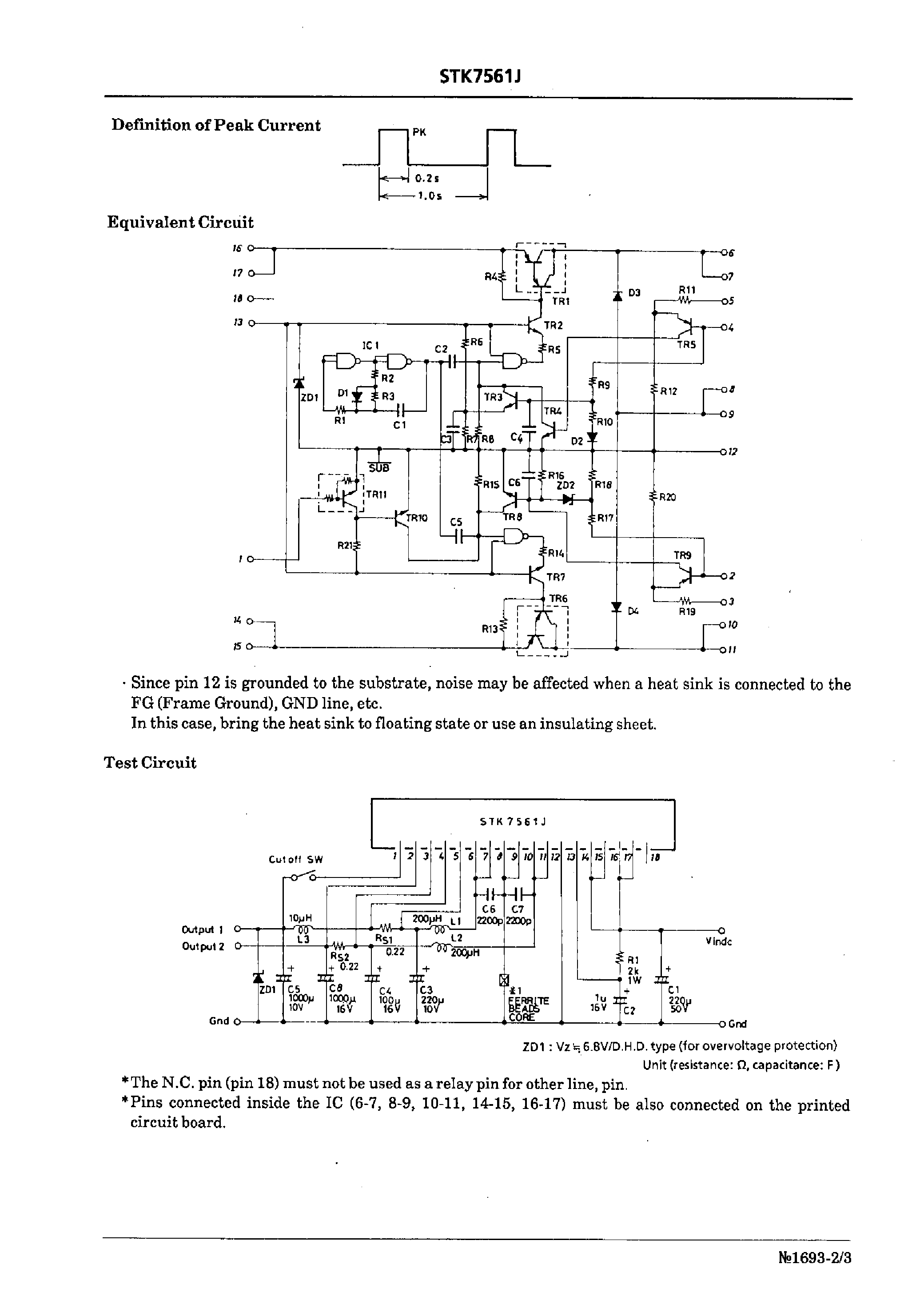 Datasheet STK7561J - Chopper Type Parallel 2-Output Voltage Regulator page 2