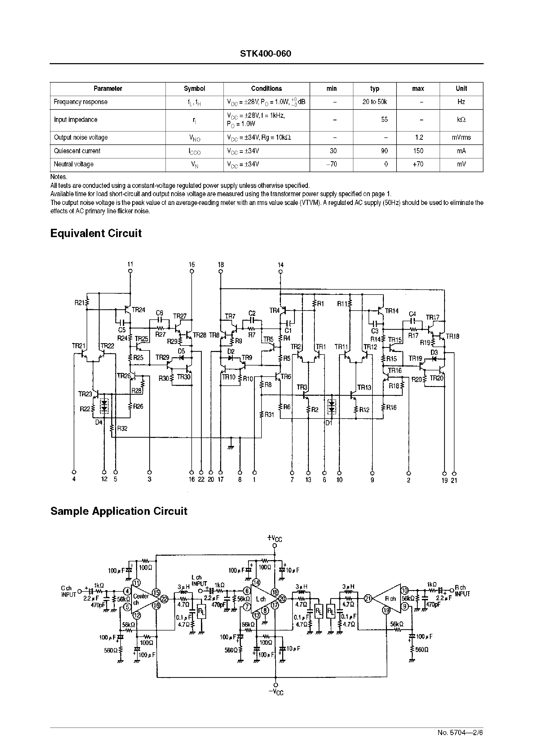 Datasheet STK400-060 page 2 Datasheet STK400-060 - AF Power Amplifier page 2