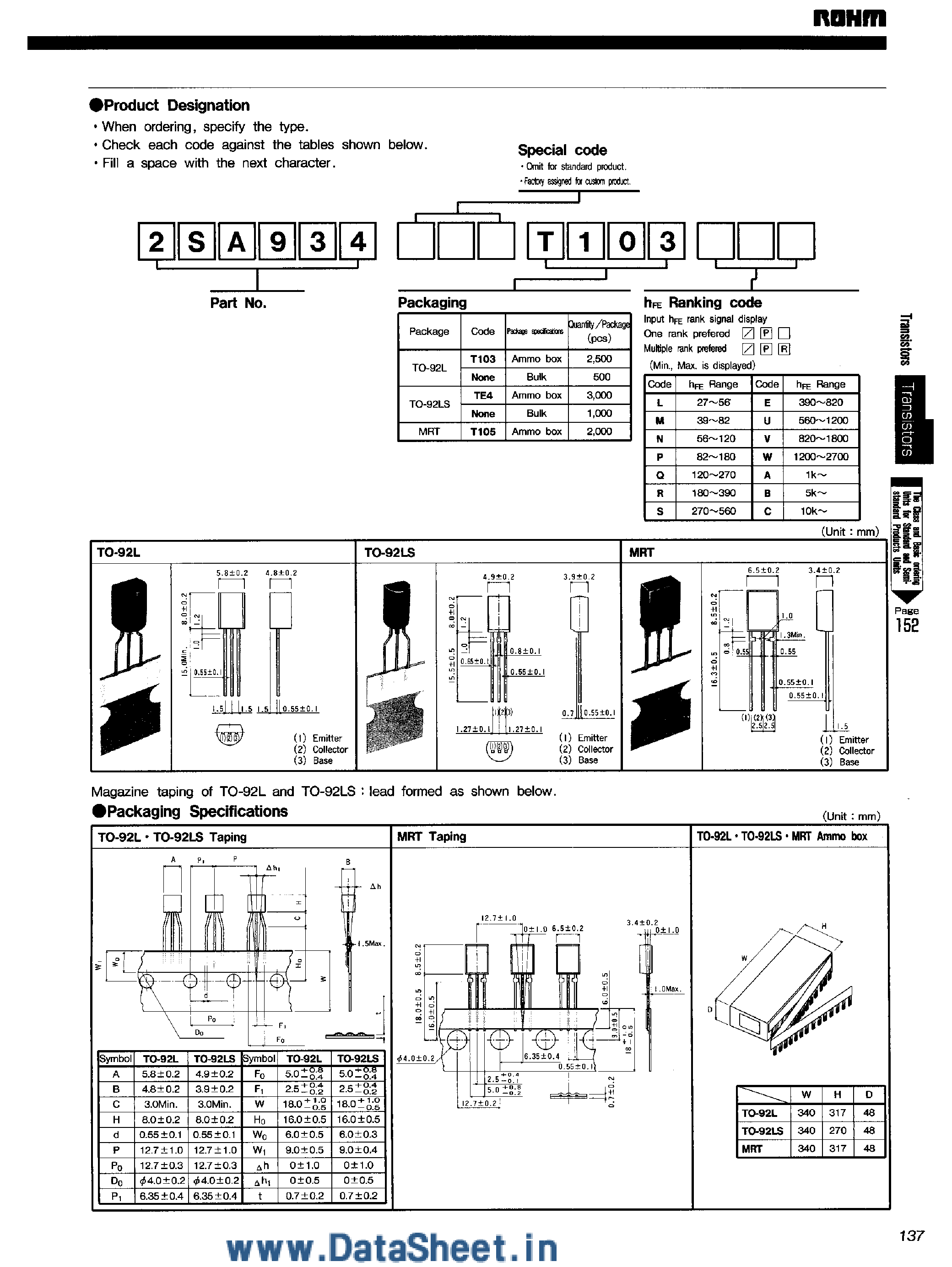 Datasheet 2SA1780 - TRANSISTORS TO 92L TO-92LS MRT page 2