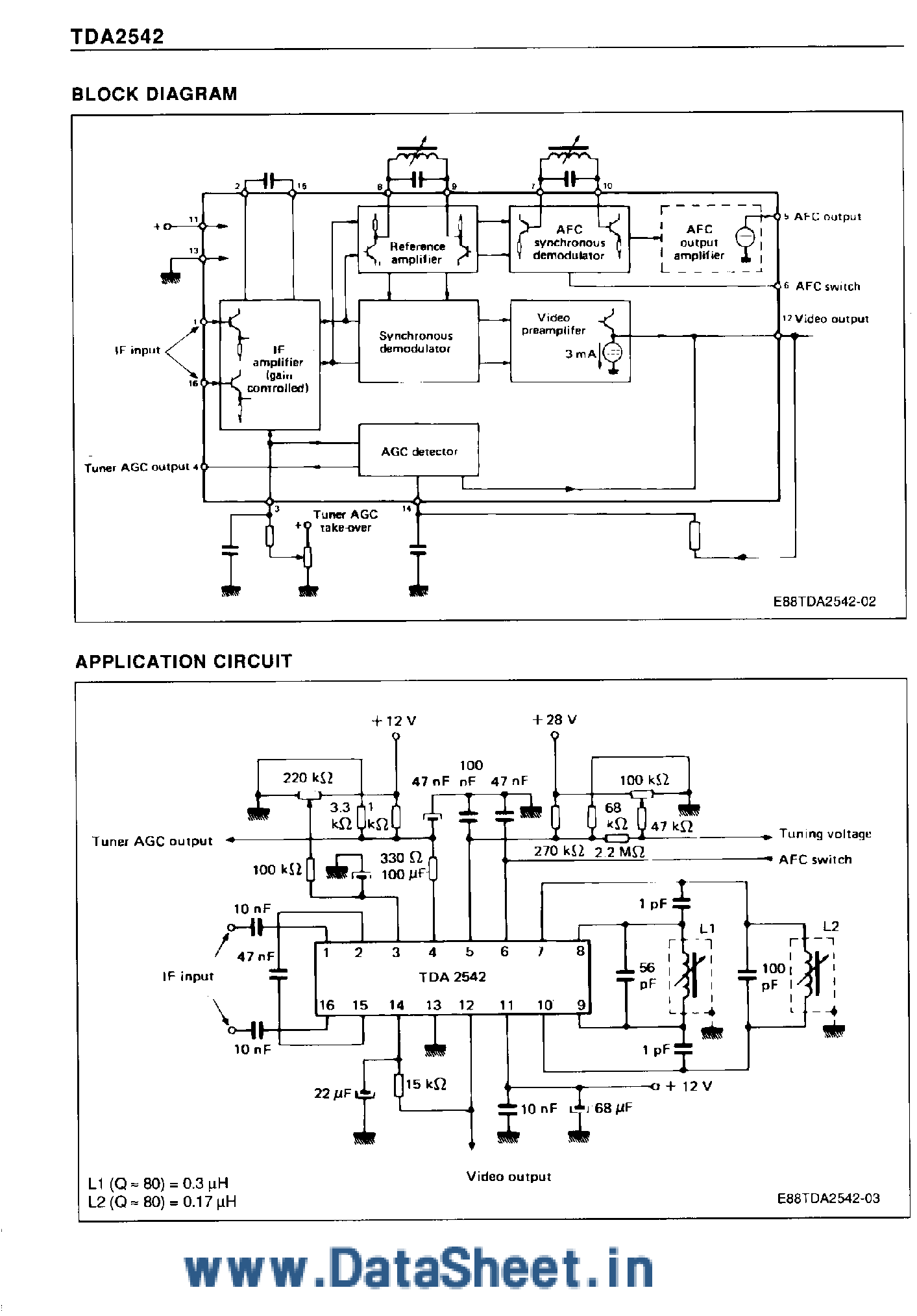 Datasheet TDA2542 - IF Amplifier with Demodulator and AFC for Positive Modulation Standard page 2