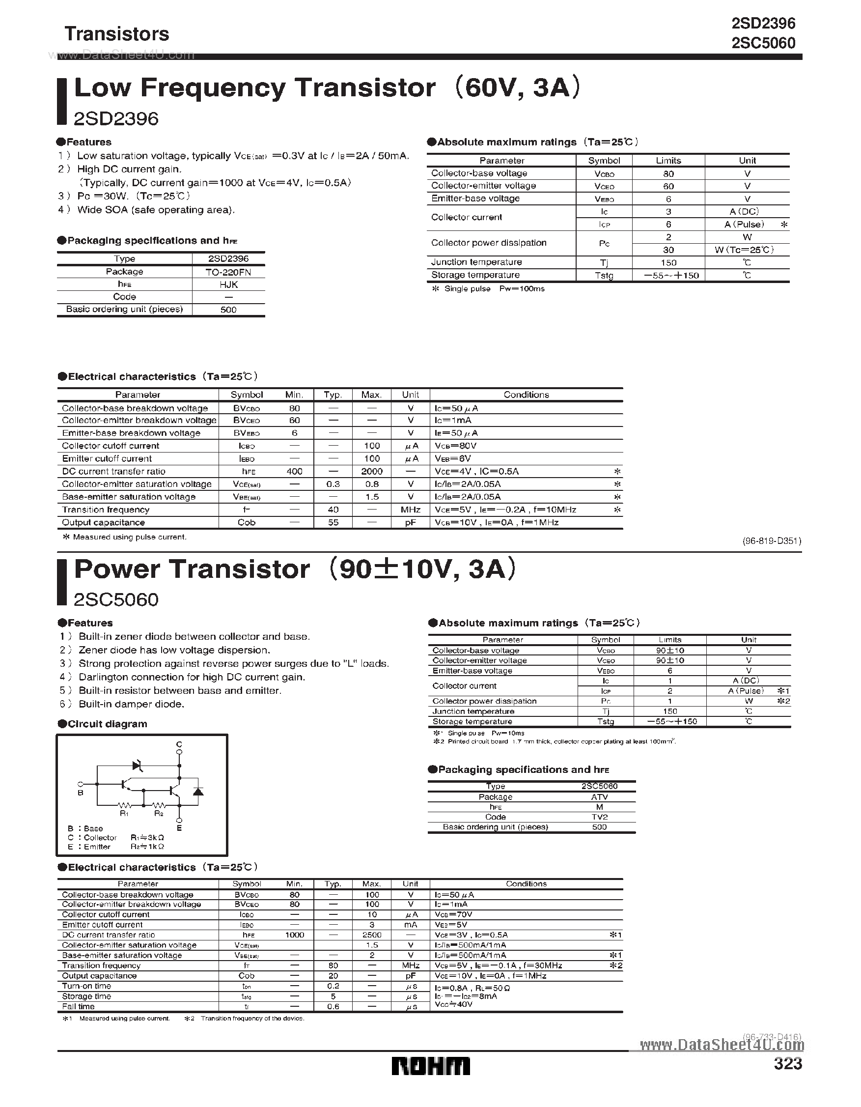 Даташит D2396 - Search ---> 2SD2396 страница 1
