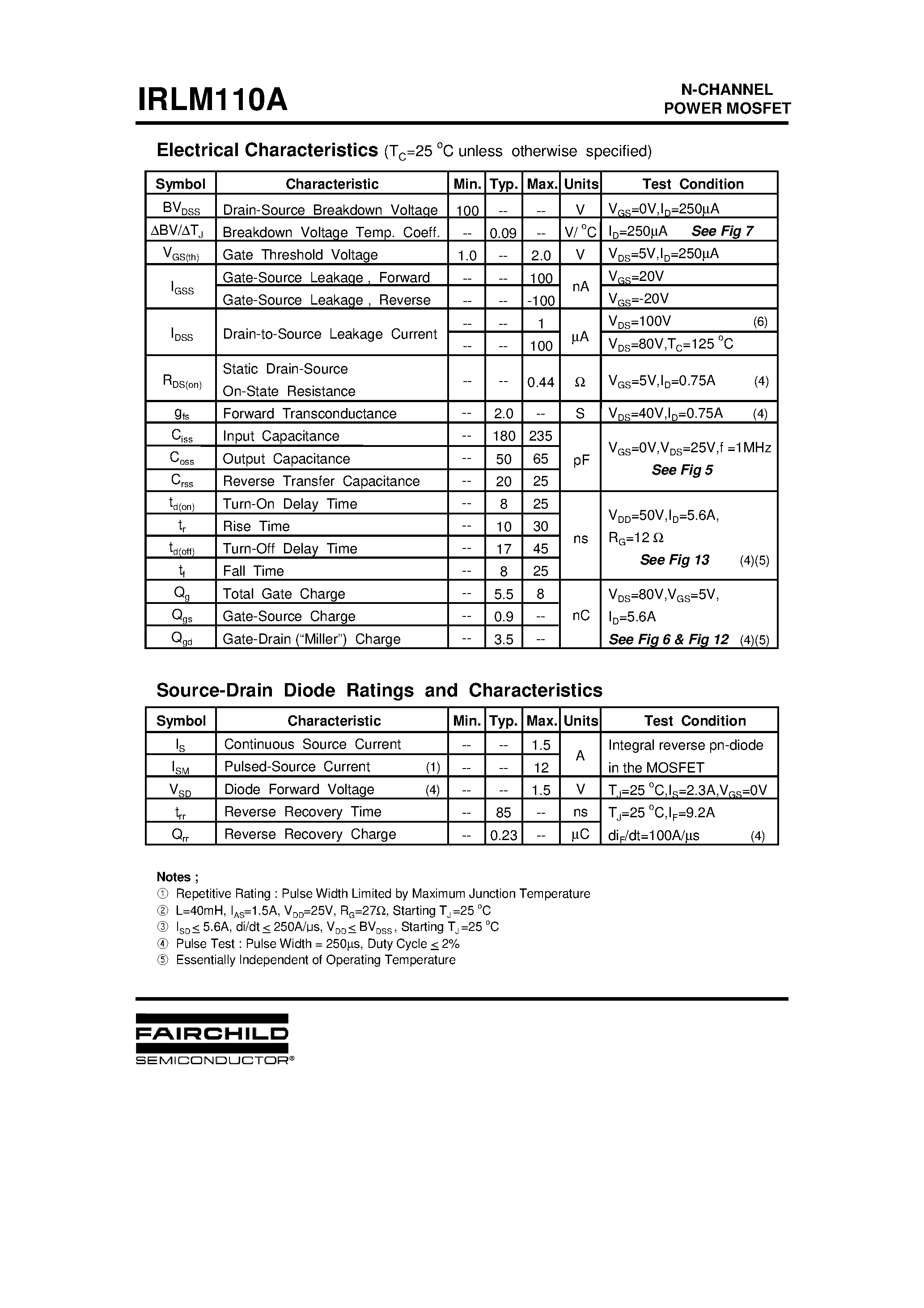 Даташит IRLM110A - HEXFET Power MOSFET страница 2