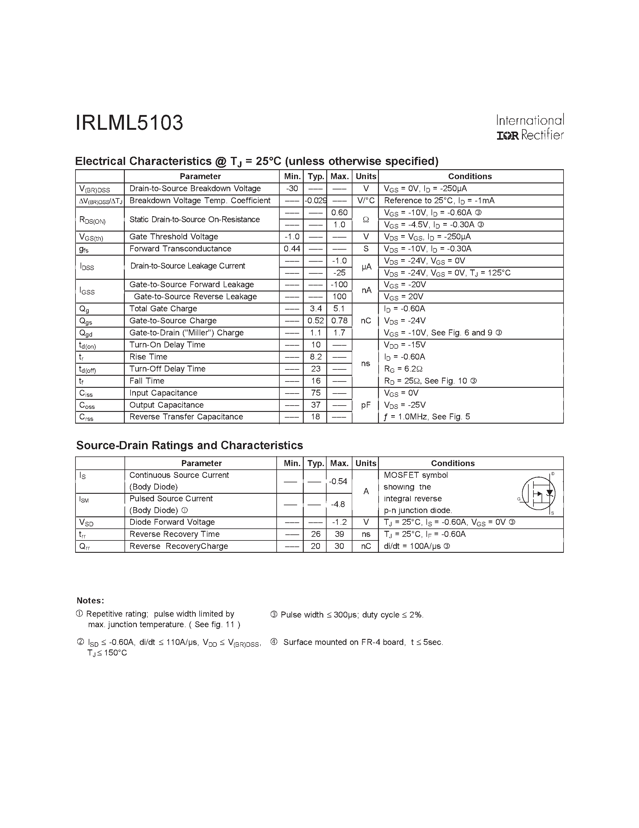 Даташит IRLML5103 - HEXFET Power MOSFET страница 2