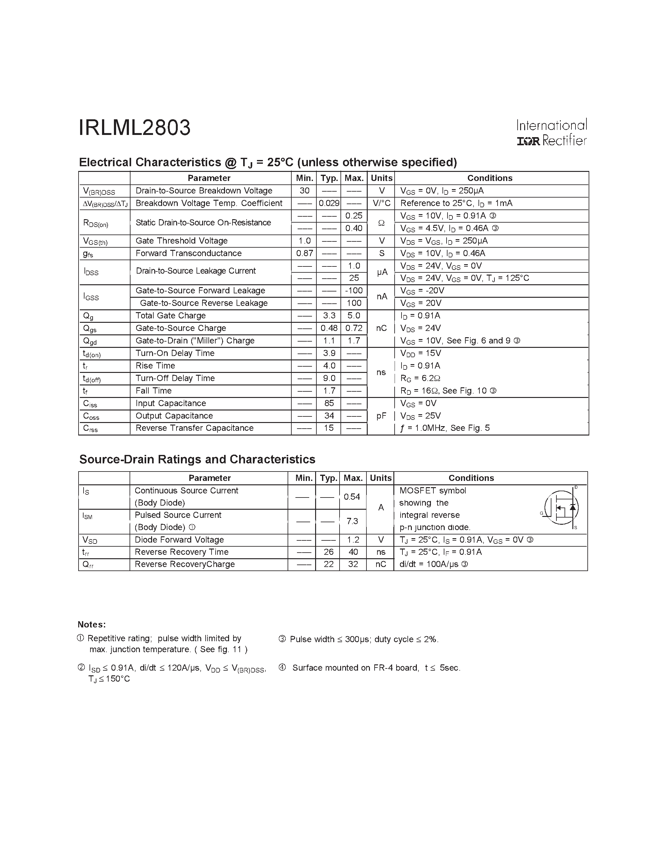 Даташит IRLML2803 - HEXFET Power MOSFET страница 2