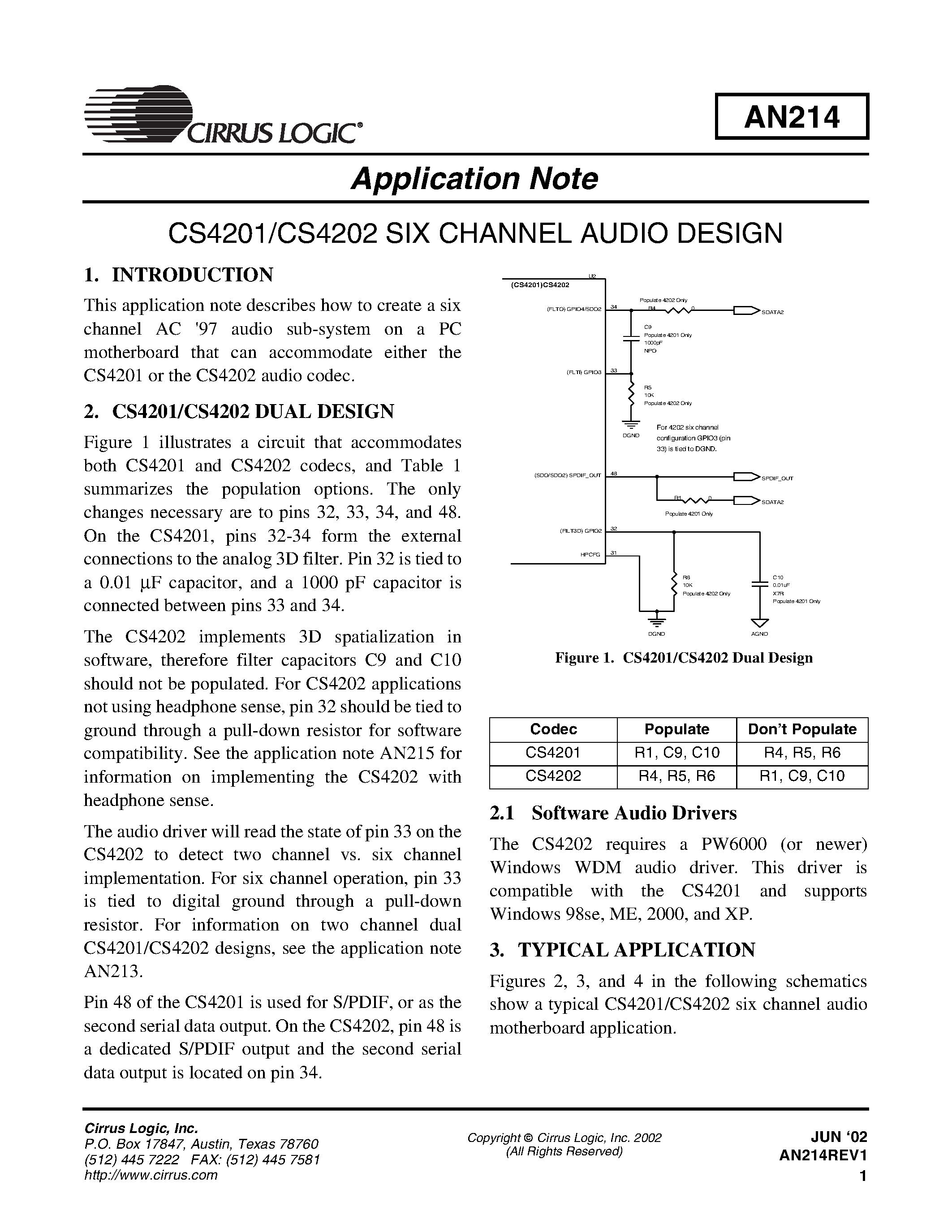 Datasheet AN214 - 6-Channel Audio Design page 1