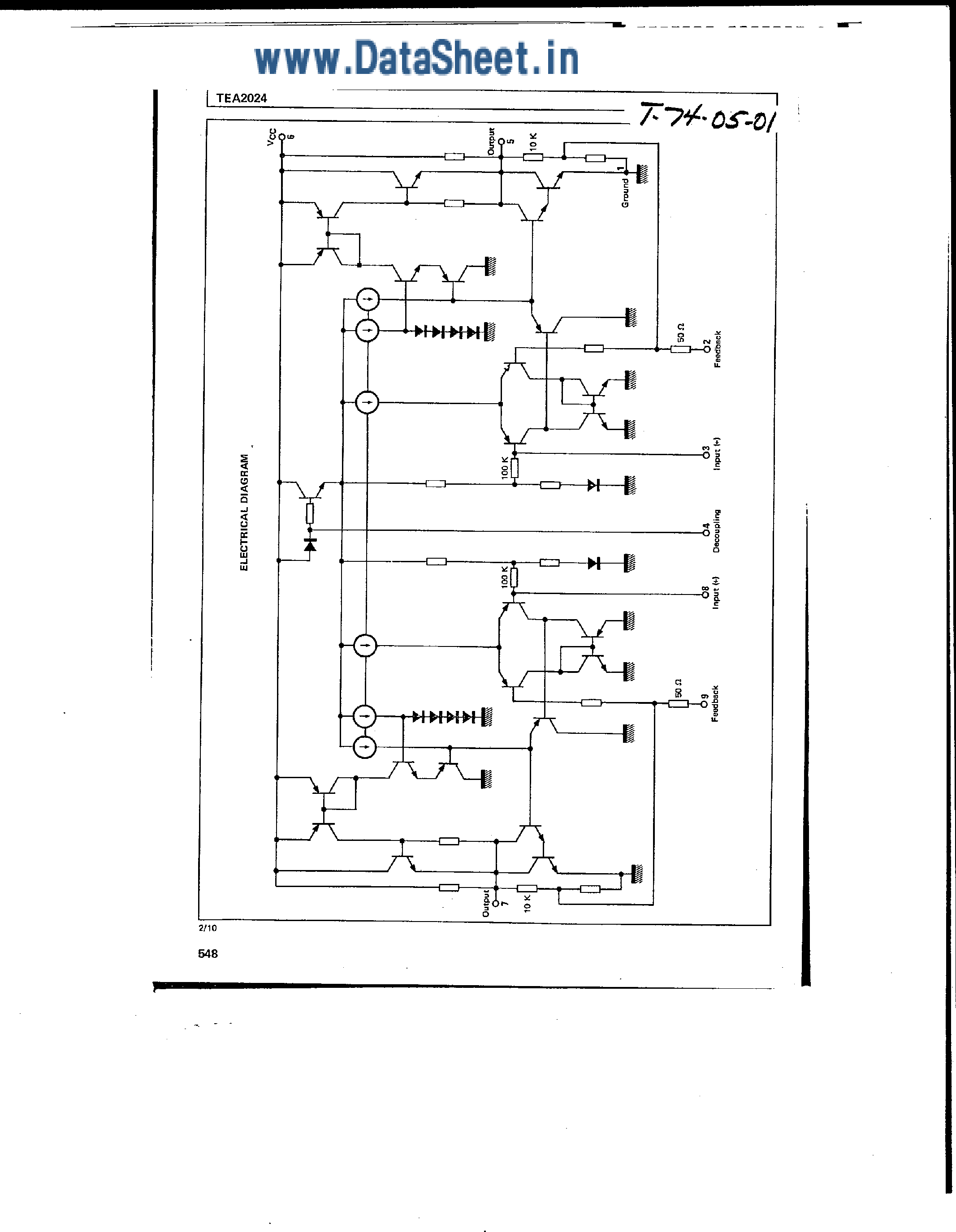 Datasheet TEA2024 - Stereo AF Amplifier page 2