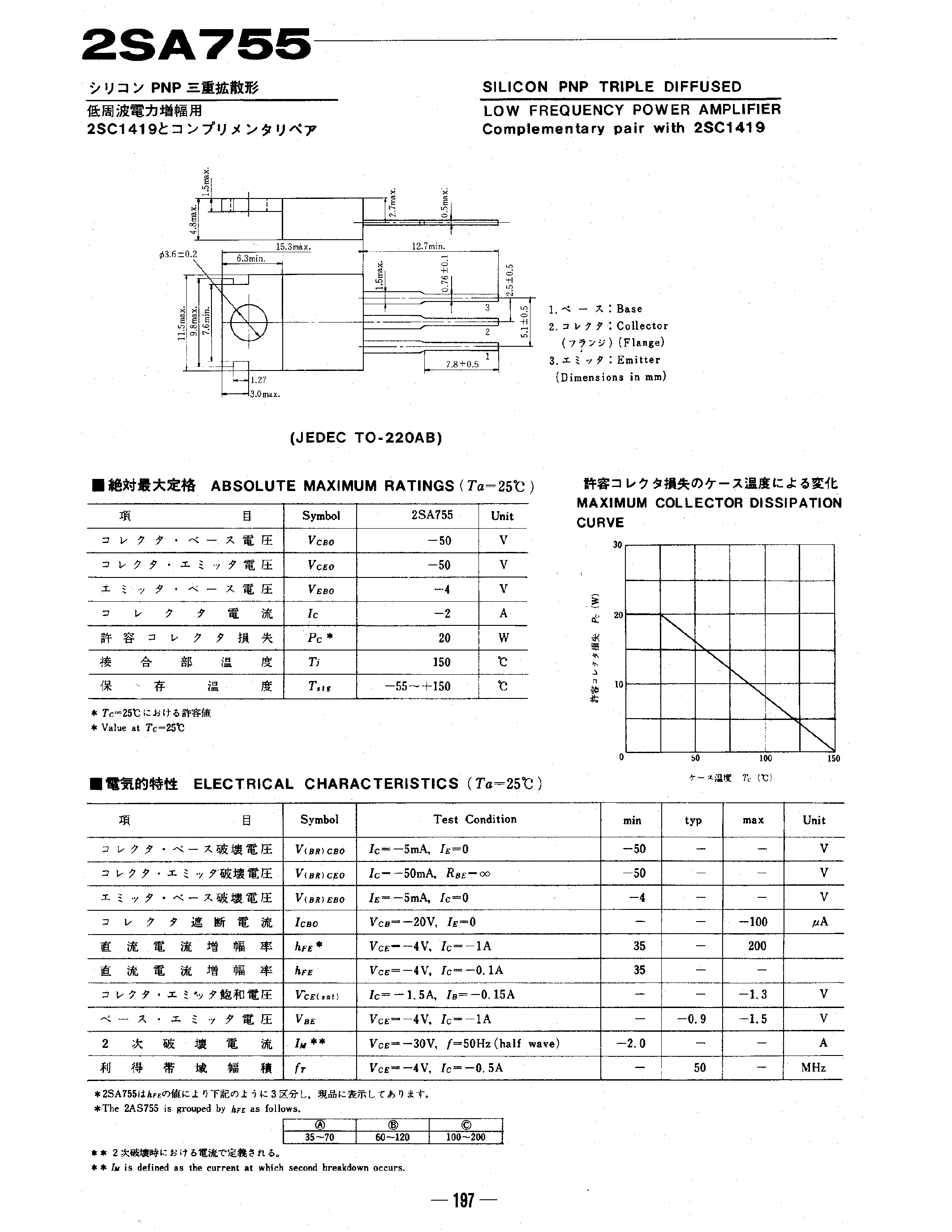 Datasheet 2SA755 - SILICON PNP TRIPLE DIFFUSED page 1