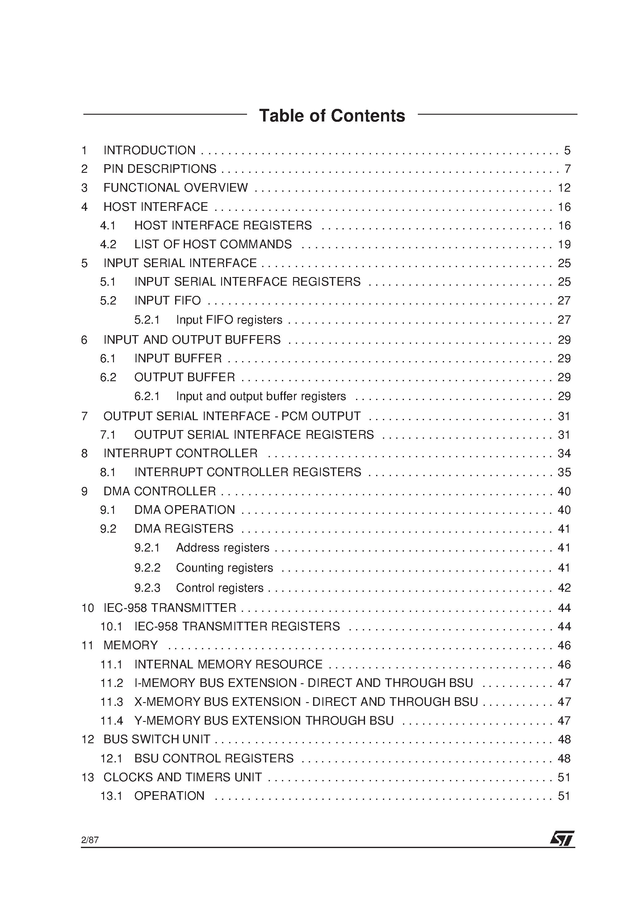 Datasheet ST18-AU1 page 2 Datasheet ST18-AU1 - SIX-CHANNEL DOLBY AC3/MPEG2 AUDIO DECODER page 2