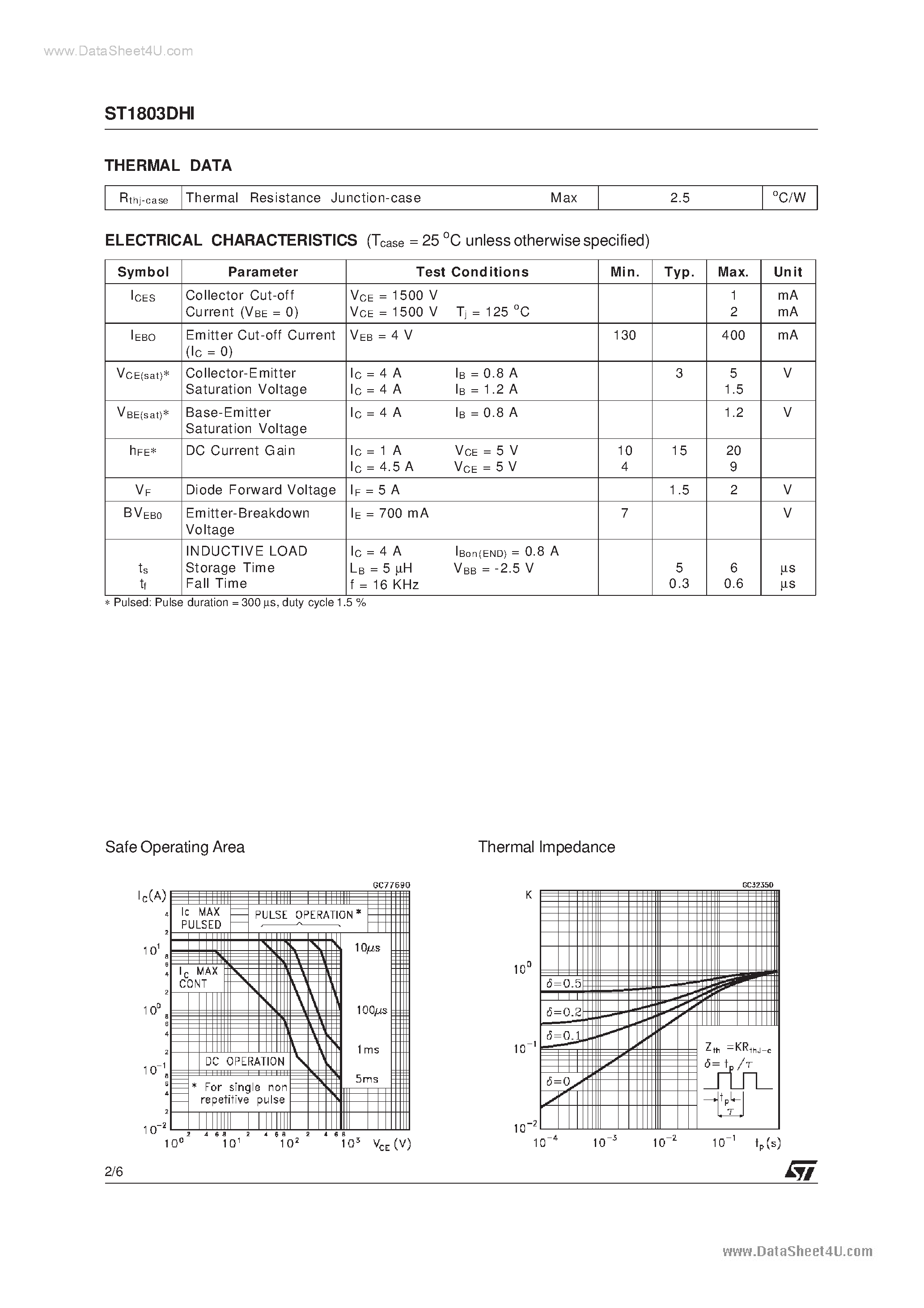 Datasheet 1803DH page 2 Datasheet 1803DH - Search ---> ST1803DH page 2