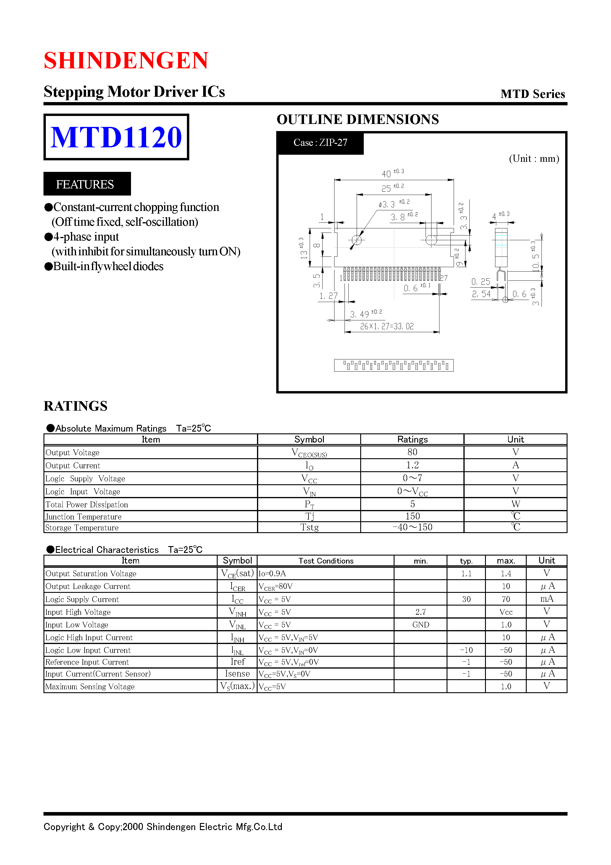 Даташит MTD1120 - Stepping Motor Driver ICs страница 1