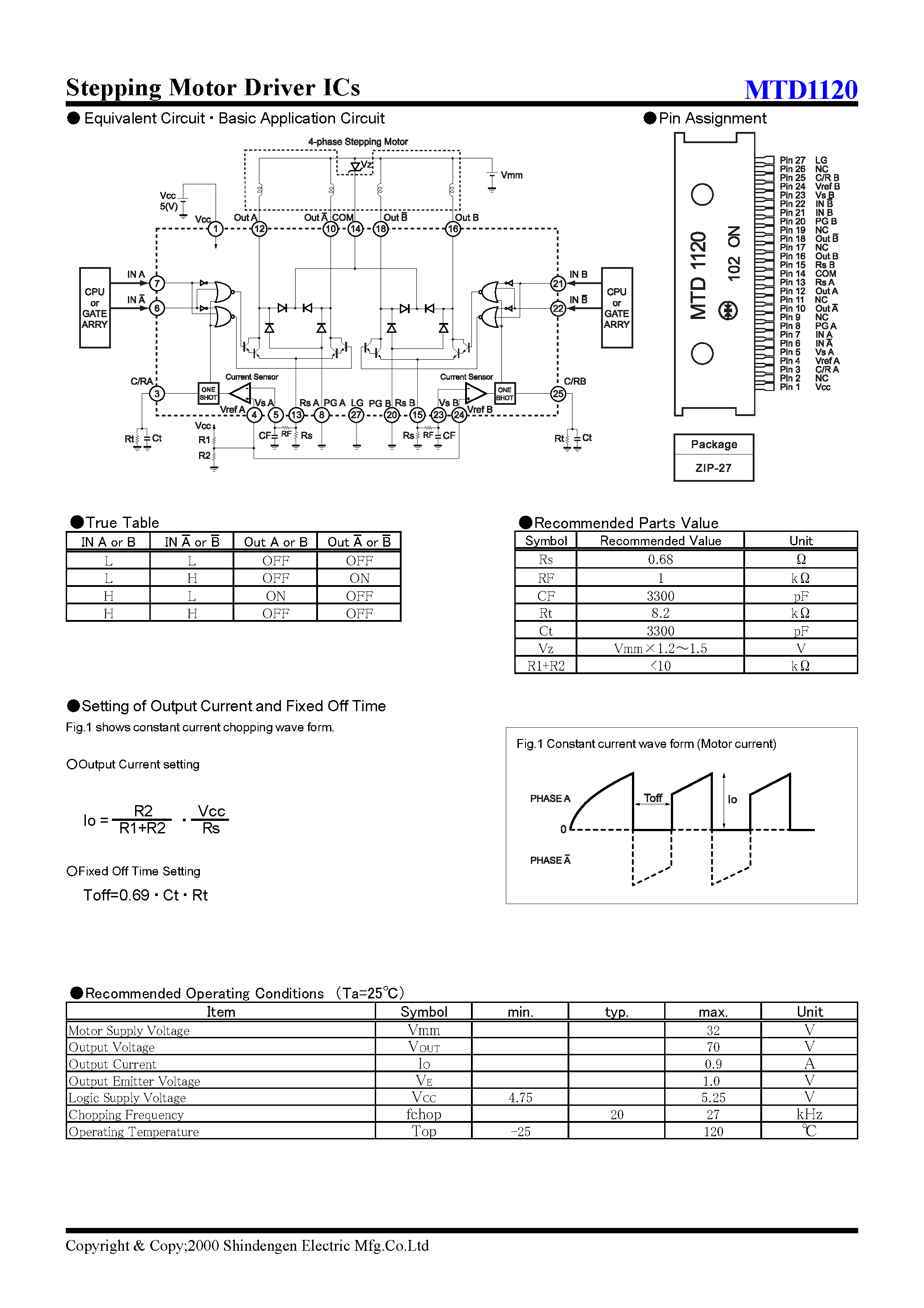 Даташит MTD1120 - Stepping Motor Driver ICs страница 2