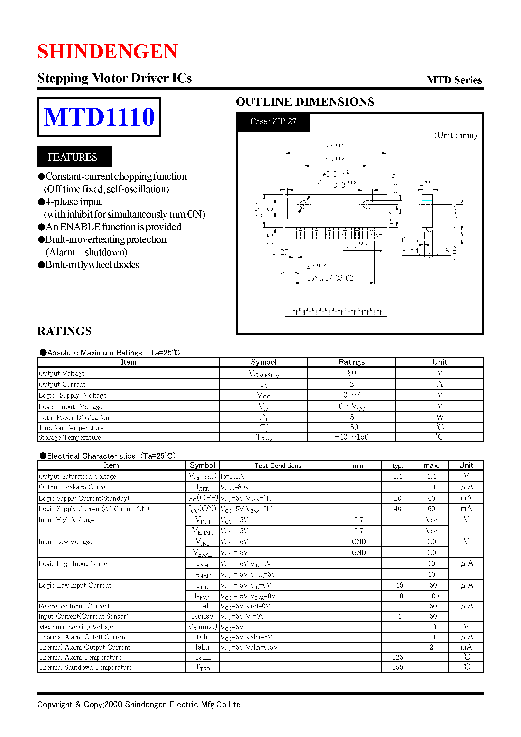 Даташит MTD1110 - Stepping Motor Driver ICs страница 1