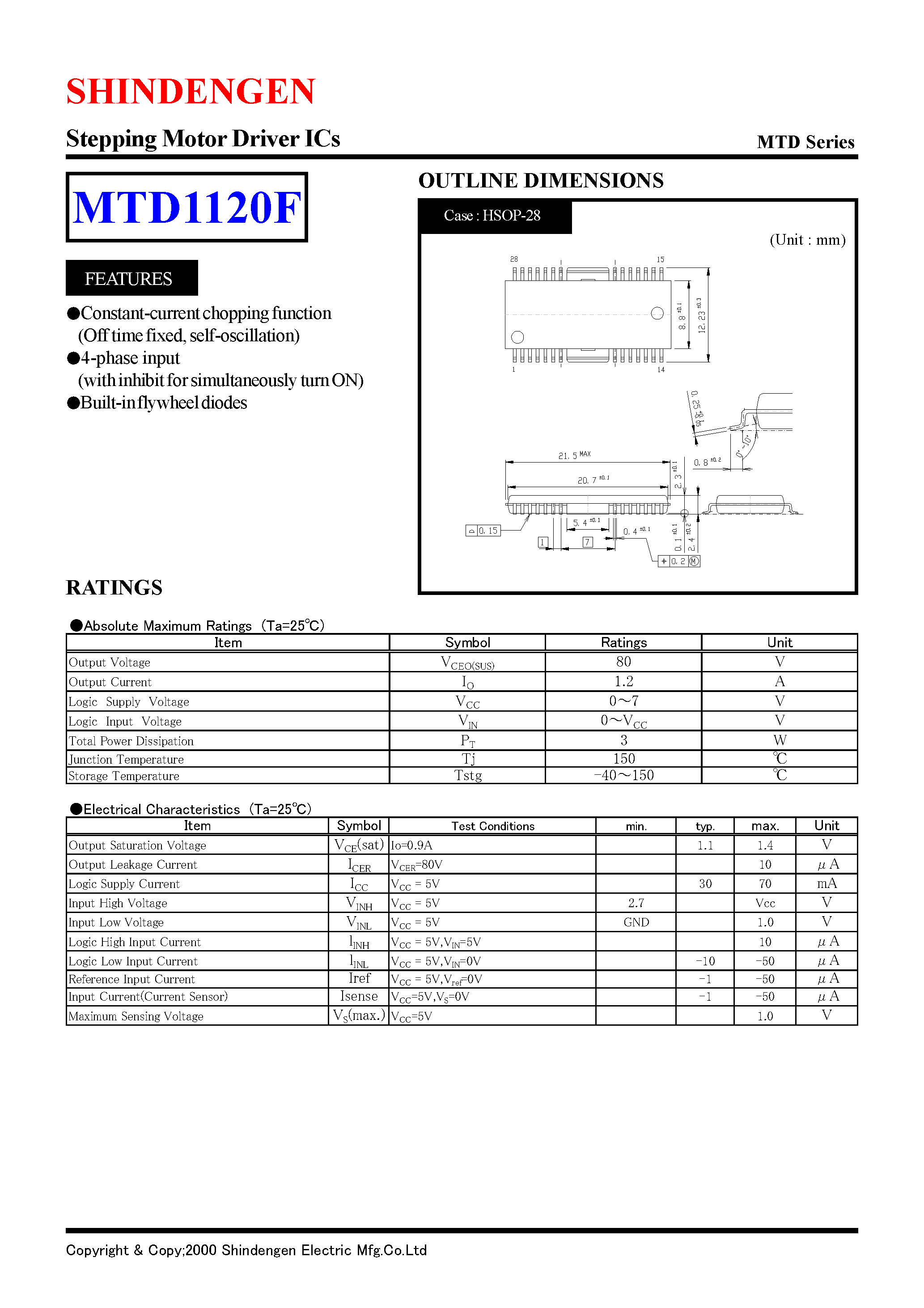 Даташит MTD1120F - Stepping Motor Driver ICs страница 1