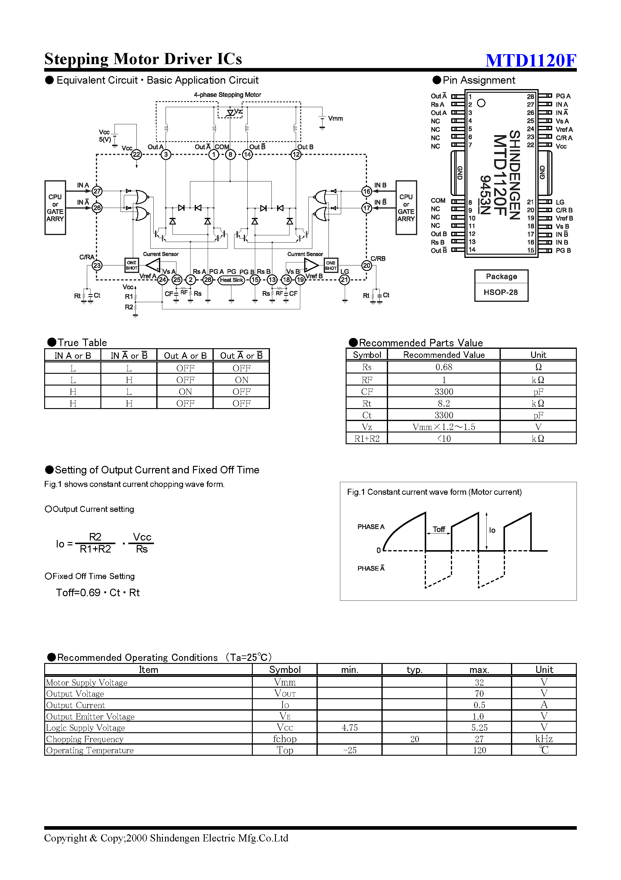 Даташит MTD1120F - Stepping Motor Driver ICs страница 2