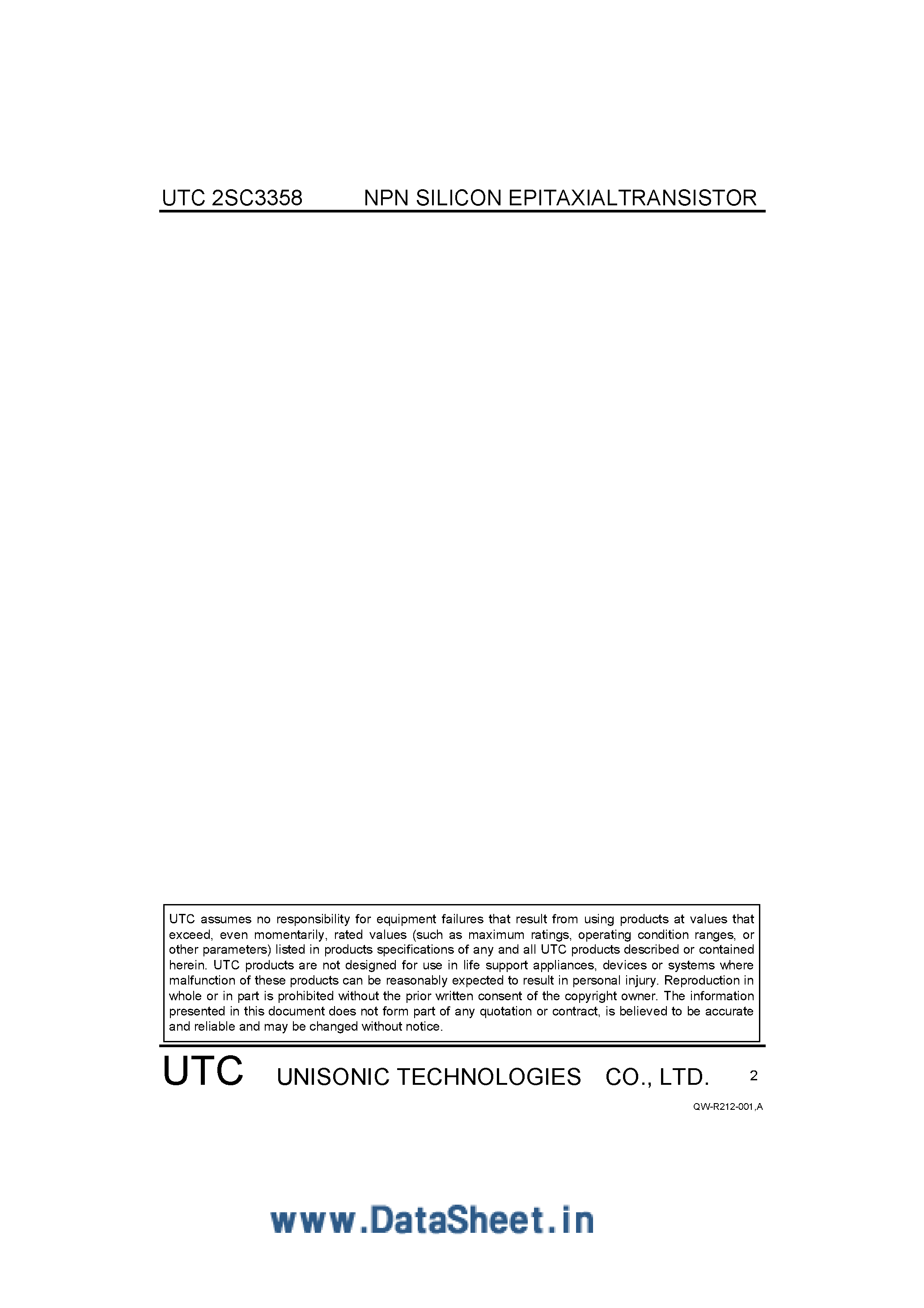Datasheet 2SC3358 - NPN Silicon Epitaxial Transistor page 2
