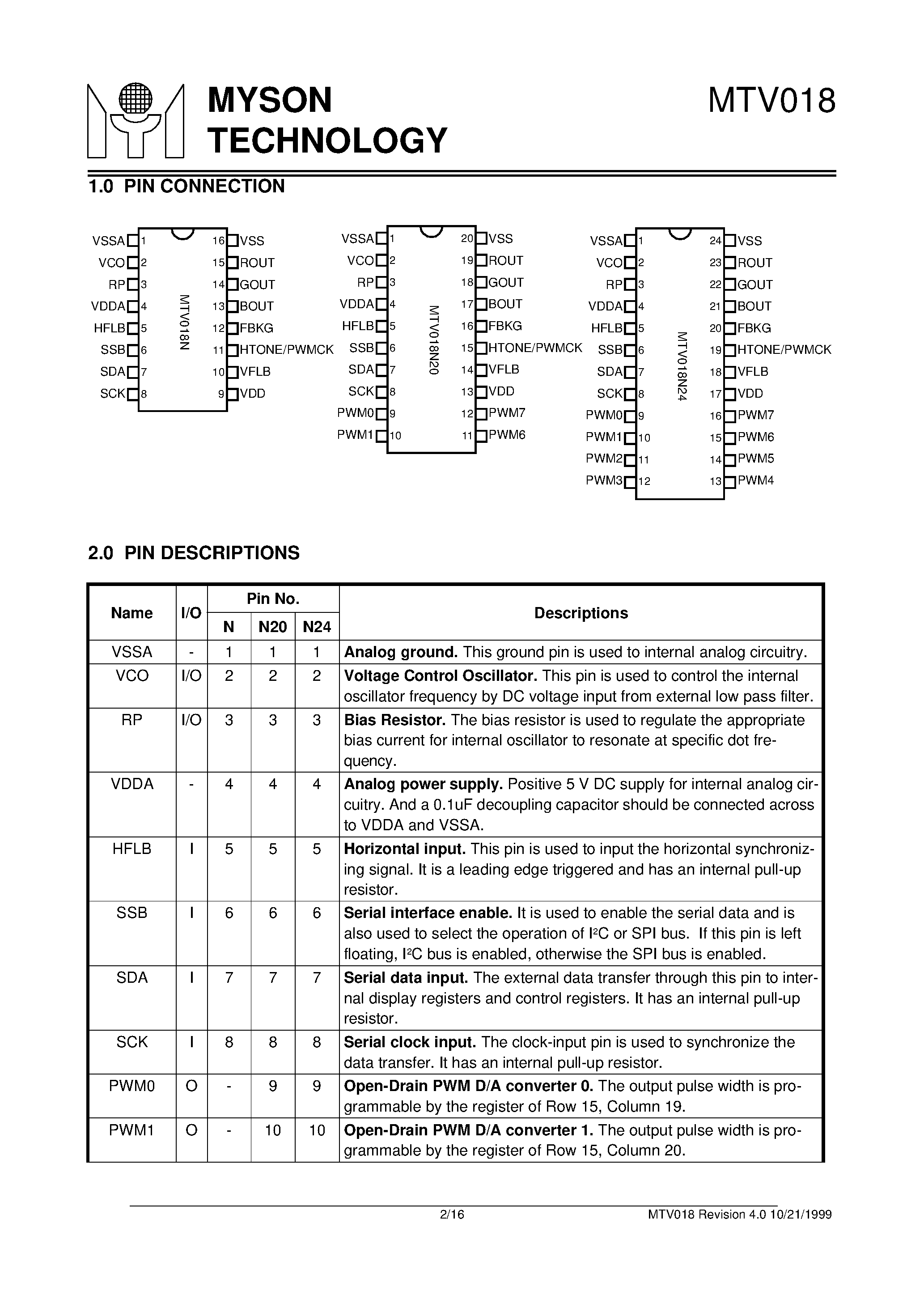 Datasheet MTV018 - Super On-Screen-Display page 2