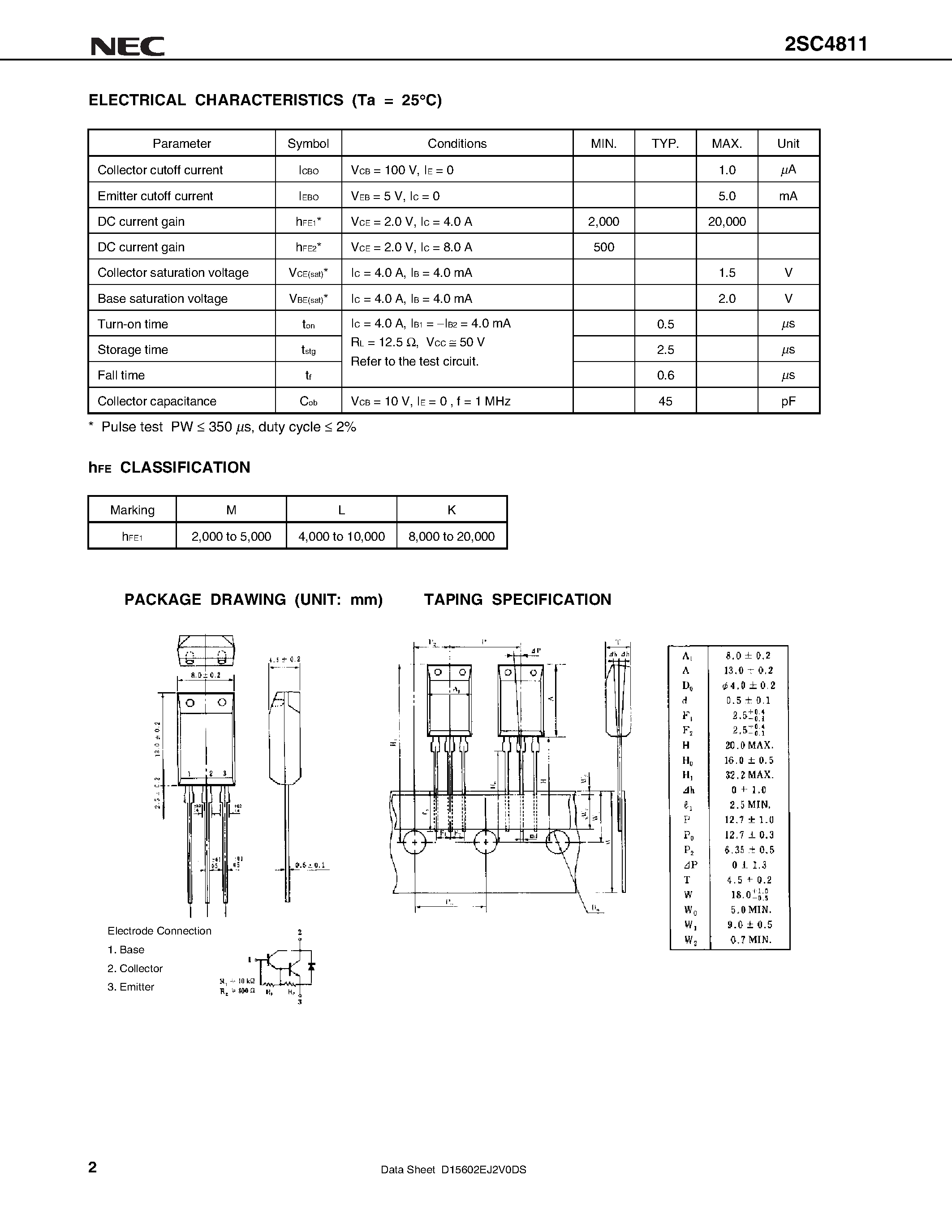 Datasheet 2SC4811 - NPN SILICON EPITAXIAL TRANSISTOR FOR HIGH-SPEED SWITCHING page 2