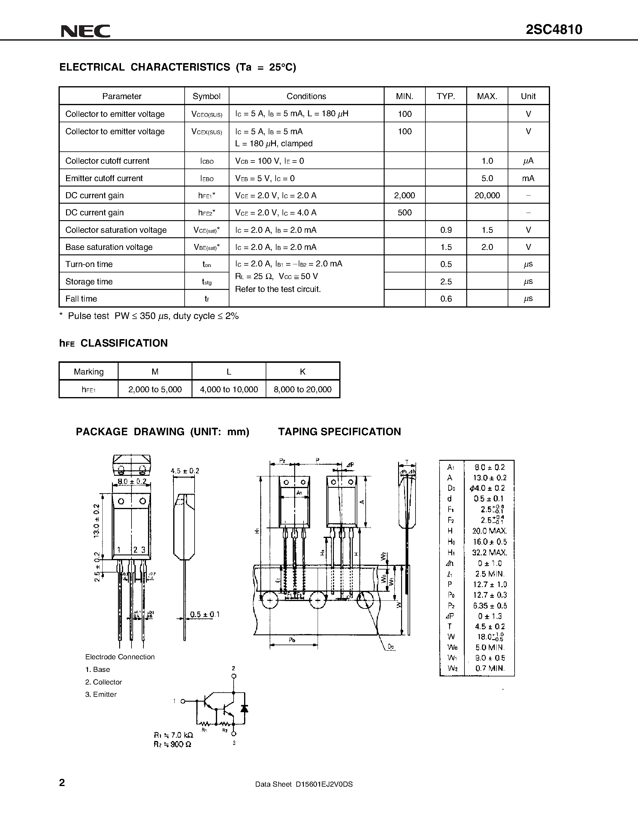 Datasheet 2SC4810 - NPN SILICON EPITAXIAL TRANSISTOR FOR HIGH-SPEED SWITCHING page 2