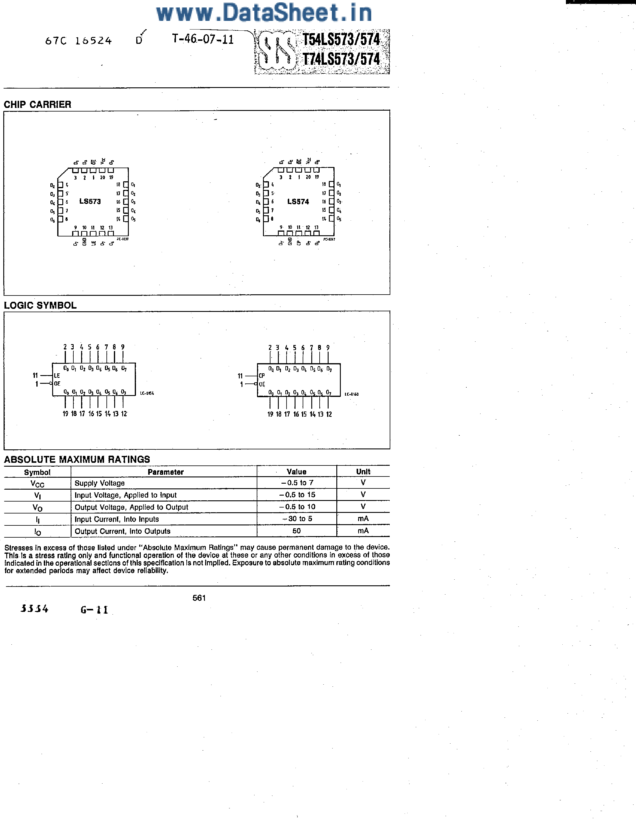 Даташит на микросхему 54LS573 страница 2 Даташит 54LS573 - (54LS573 / 54LS574) Low Power Schottky страница 2