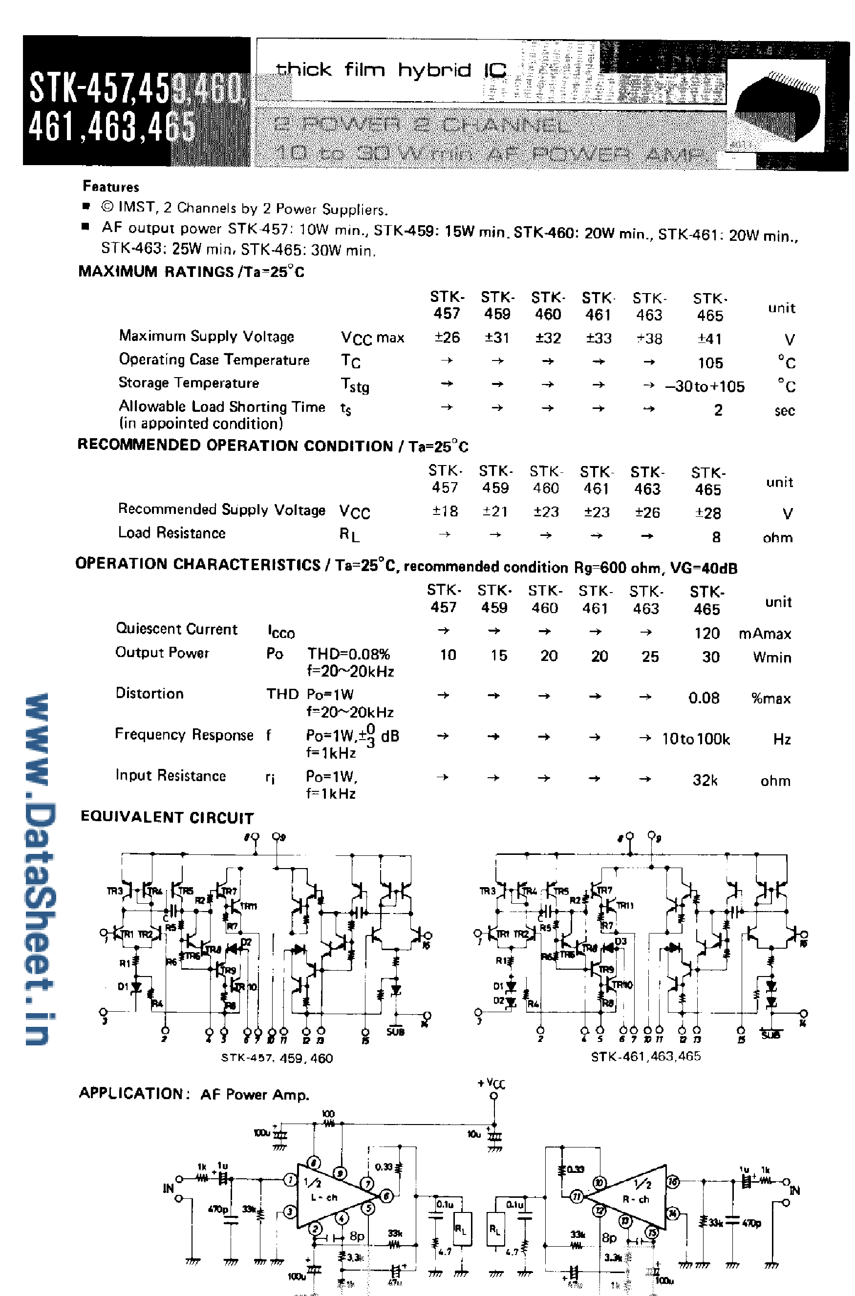 Datasheet STK-457 - (STK-4xx) Thick Film Hybrid ic page 1