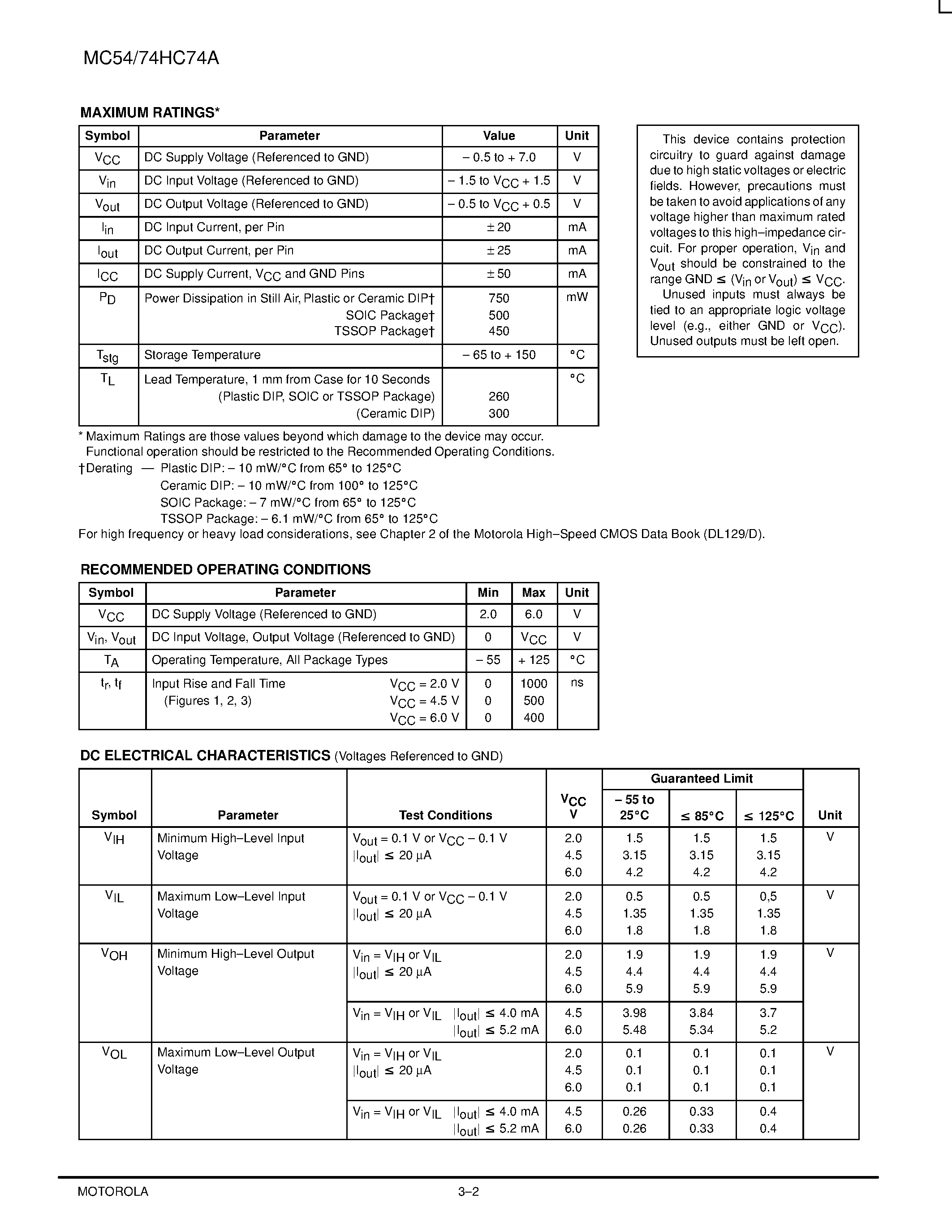 Даташит MC74HC74A - Dual D Flip-Flop with Set and Reset страница 2
